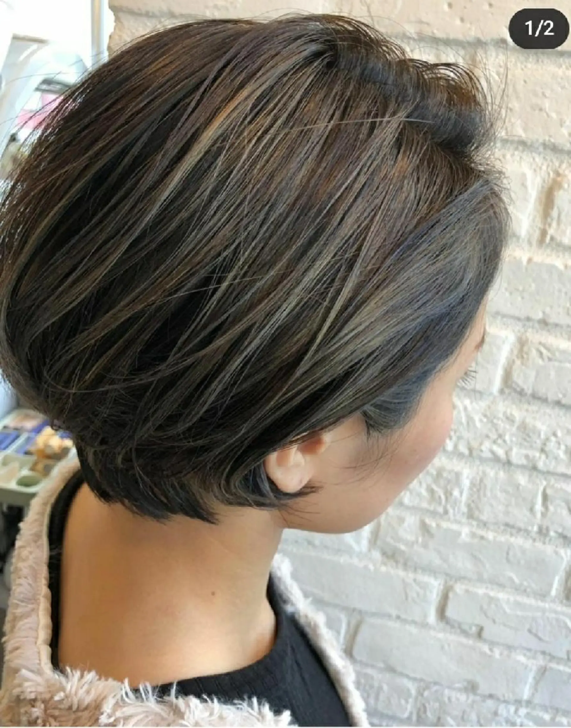 カラー アッシュ ブルーカラー ブルーアッシュ ハイライトカラー ヘアカラー トリートメント 難波/白髪ぼかし/ KAORIのヘアスタイル