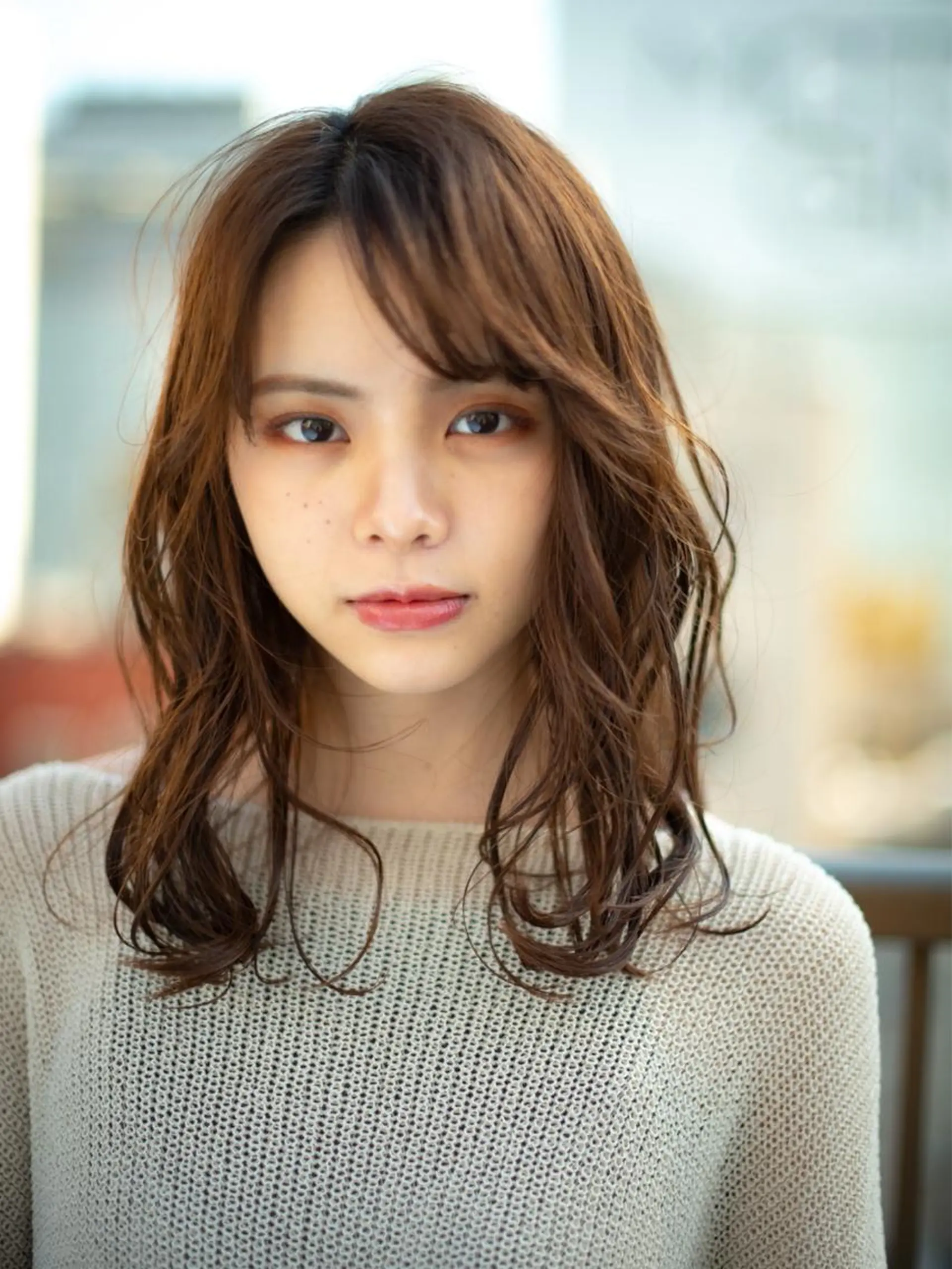 ミディアム カット ヘアカラー トリートメント 池田 雄作のヘアスタイル