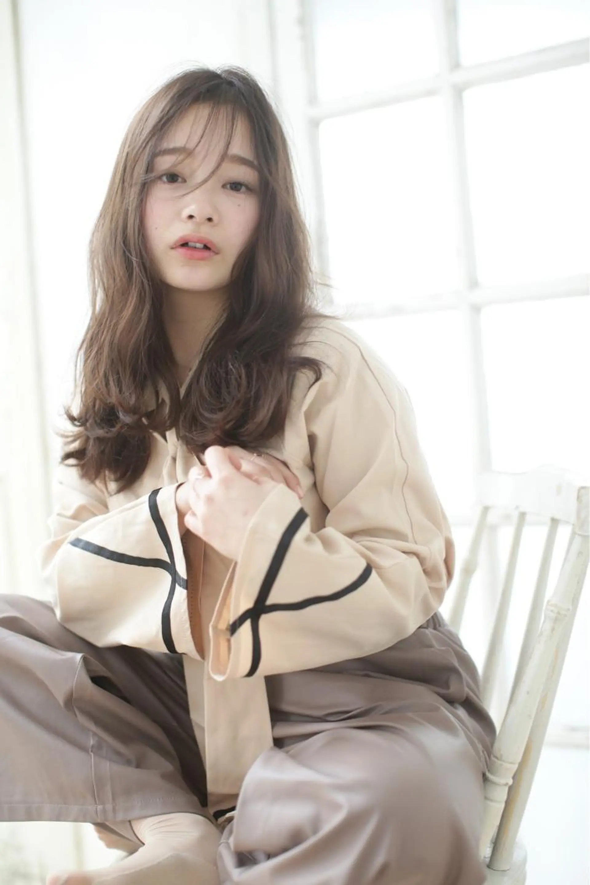 セミロング パーマ うざバング Lee 甲子園のヘアスタイル