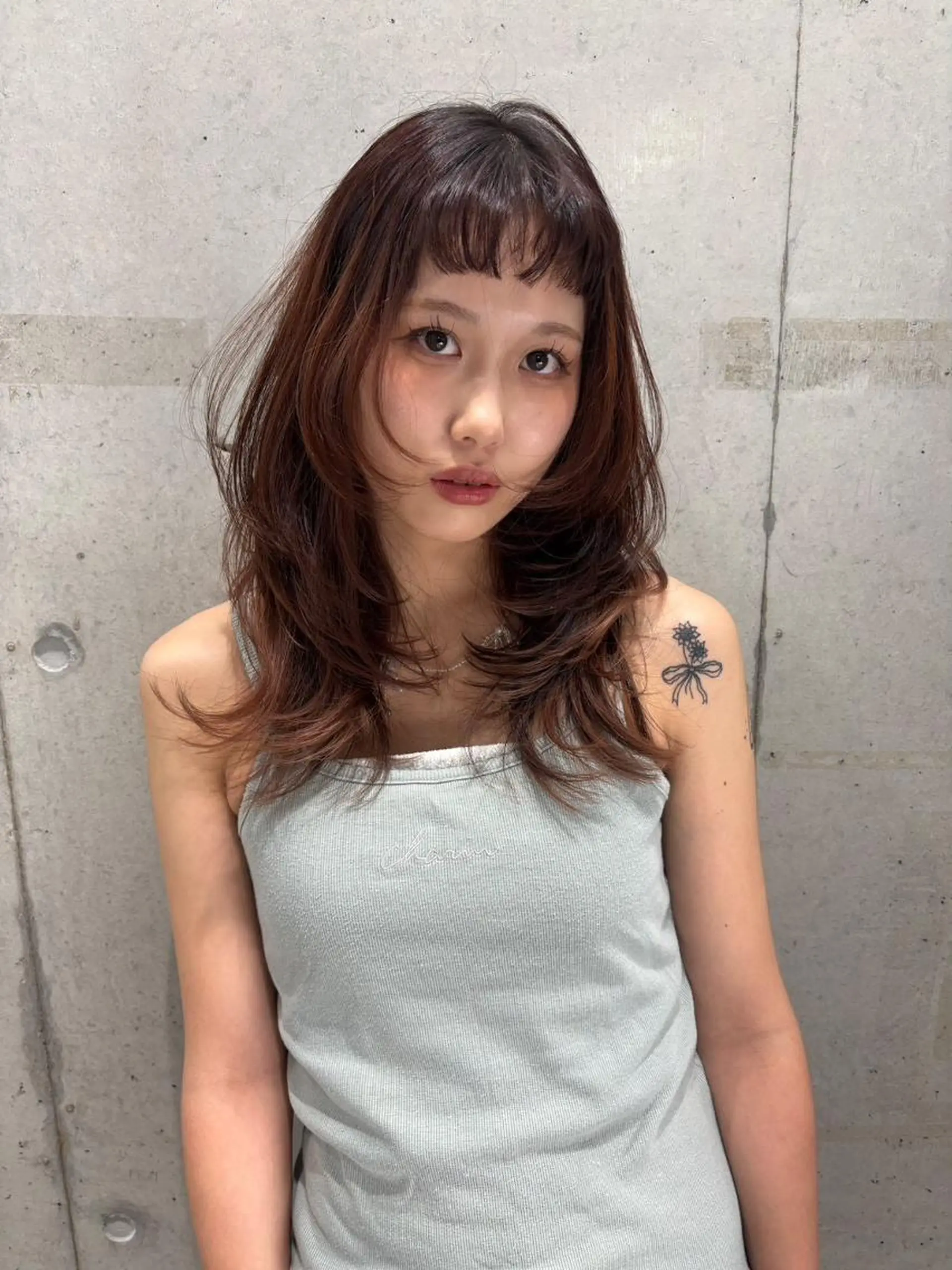 カラー ミディアム ブラウンカラー チョコレートブラウン 透明感カラー レイヤーカット ヘアカラー トリートメント ハイトーン😺艶 ✨ブリーチ✨透明感のヘアスタイル
