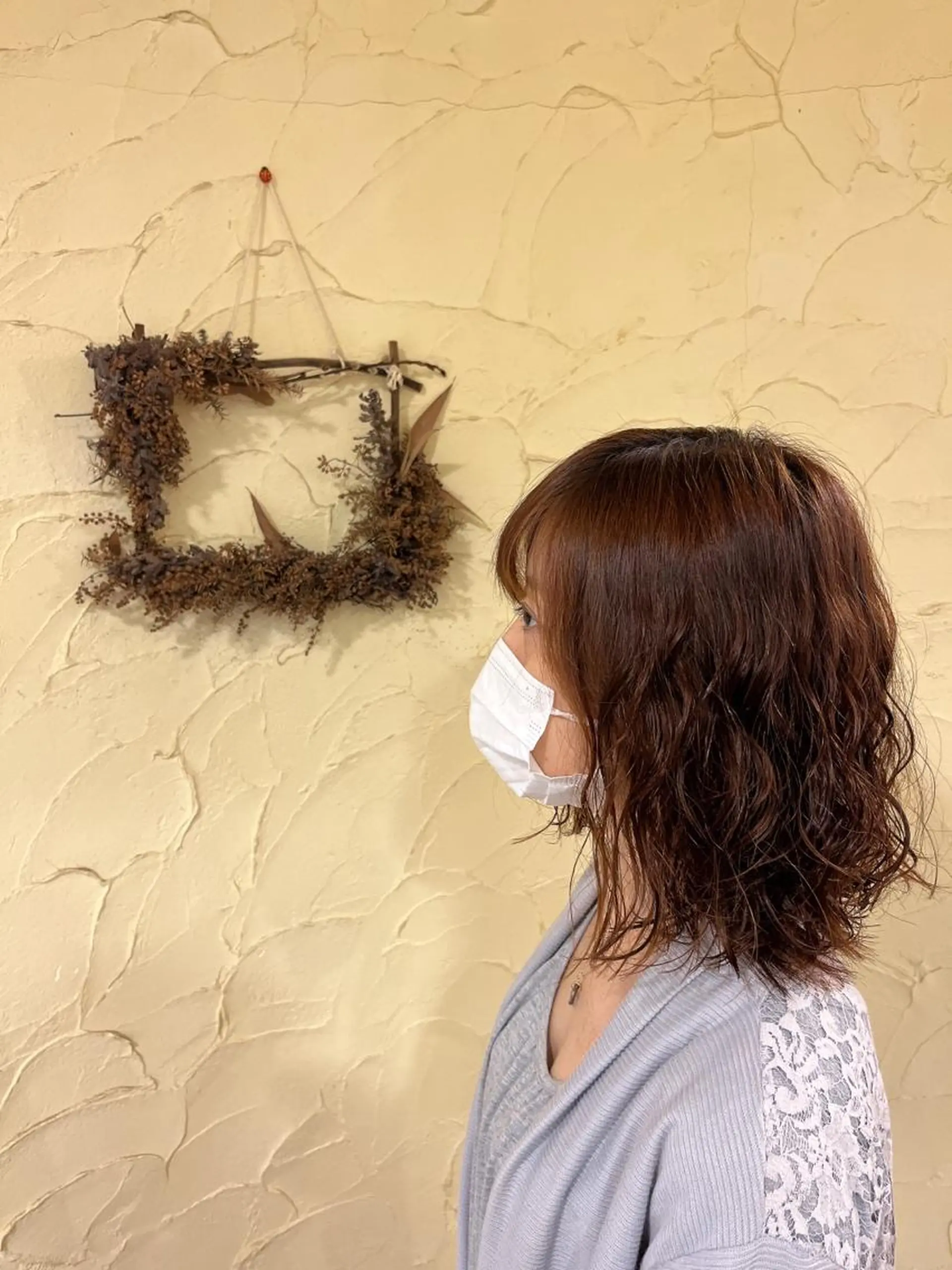 セミロング セミロングパーマ カット パーマ 柘植 雅大のヘアスタイル