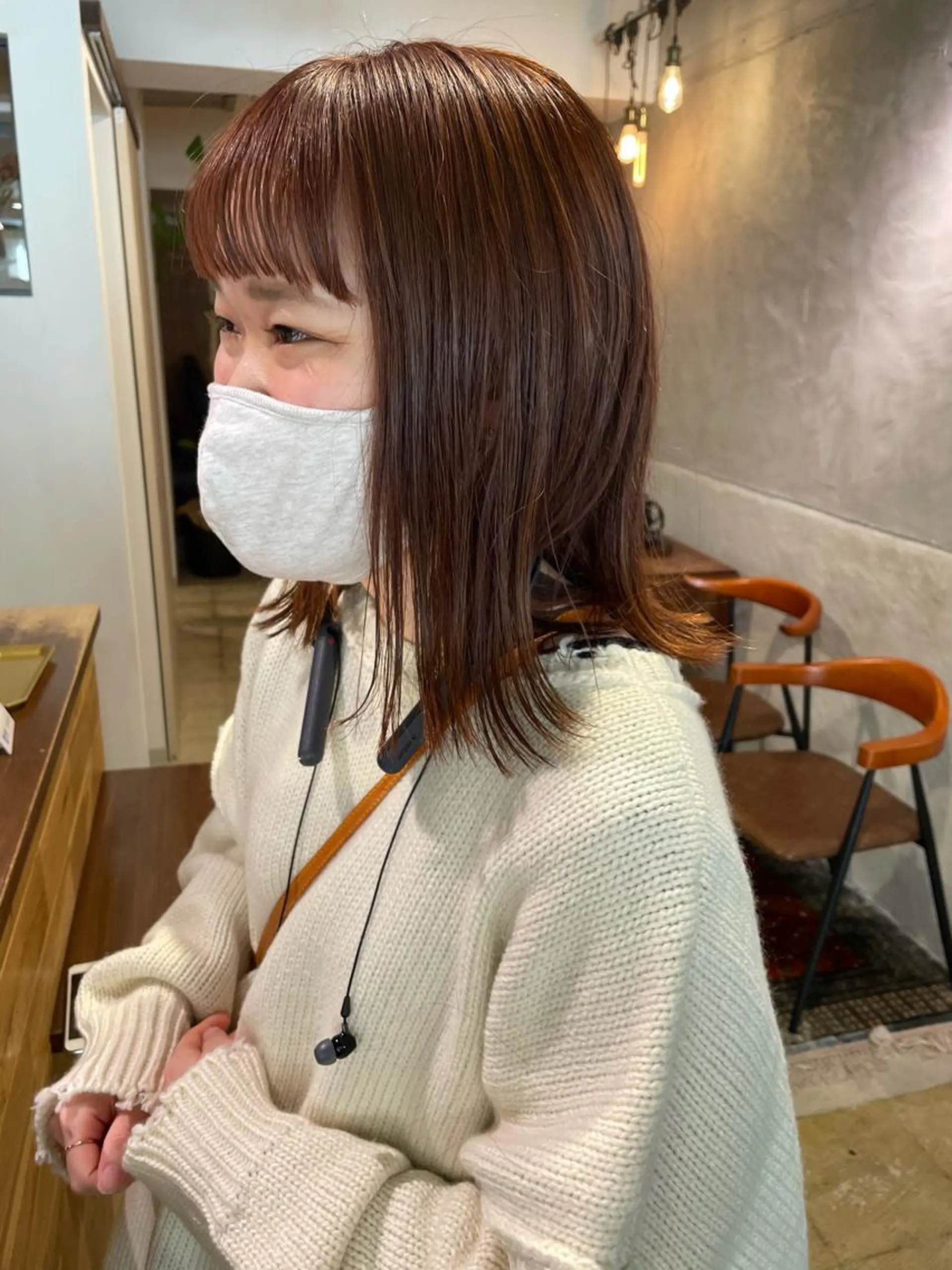 セミロング アッシュ カット ヘアカラー トリートメント さの あやねのヘアスタイル