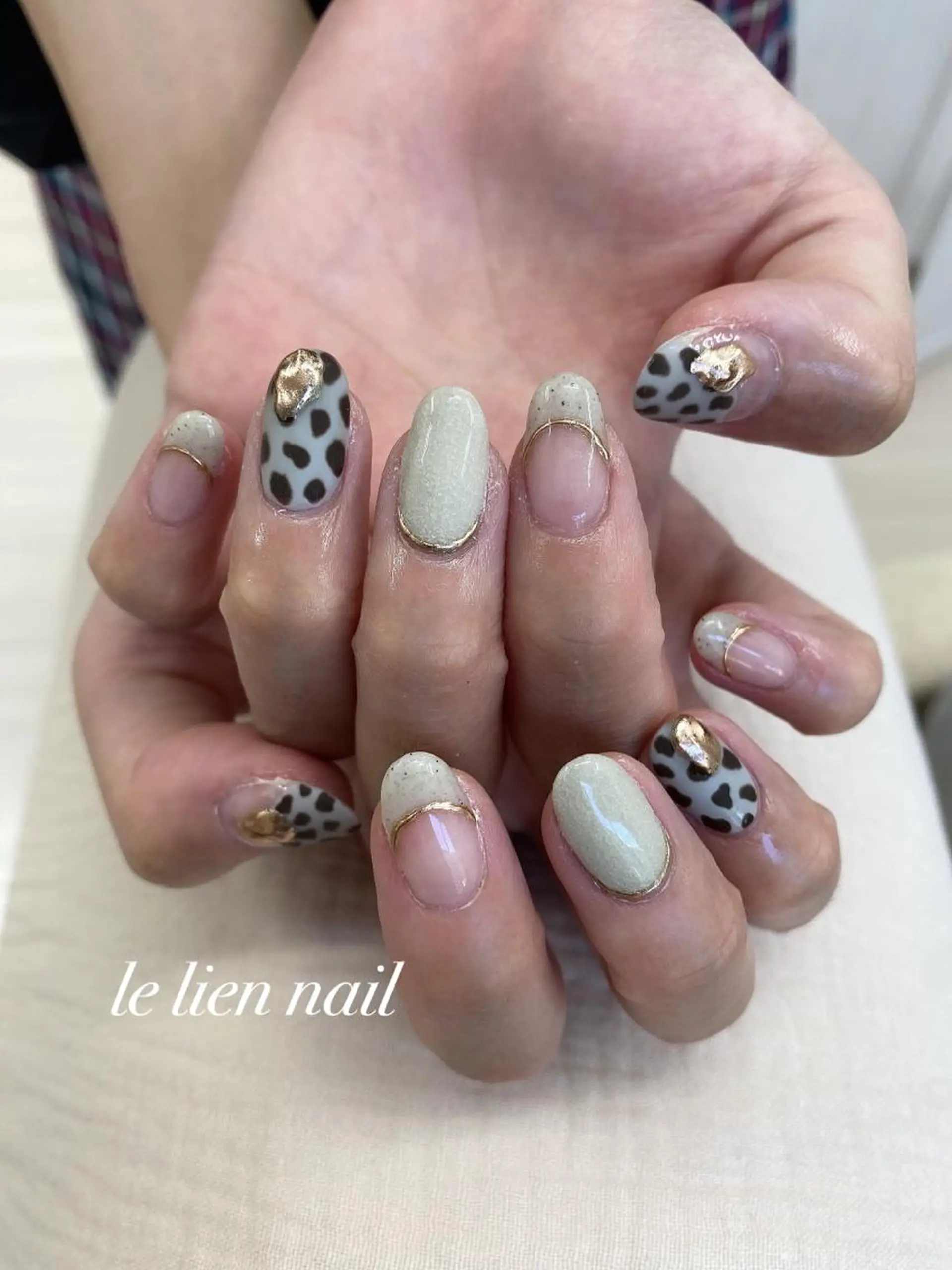 ネイル アニマル柄 アートネイル フレンチネイル マットネイル ニュアンスネイル le lien nailのネイルデザイン