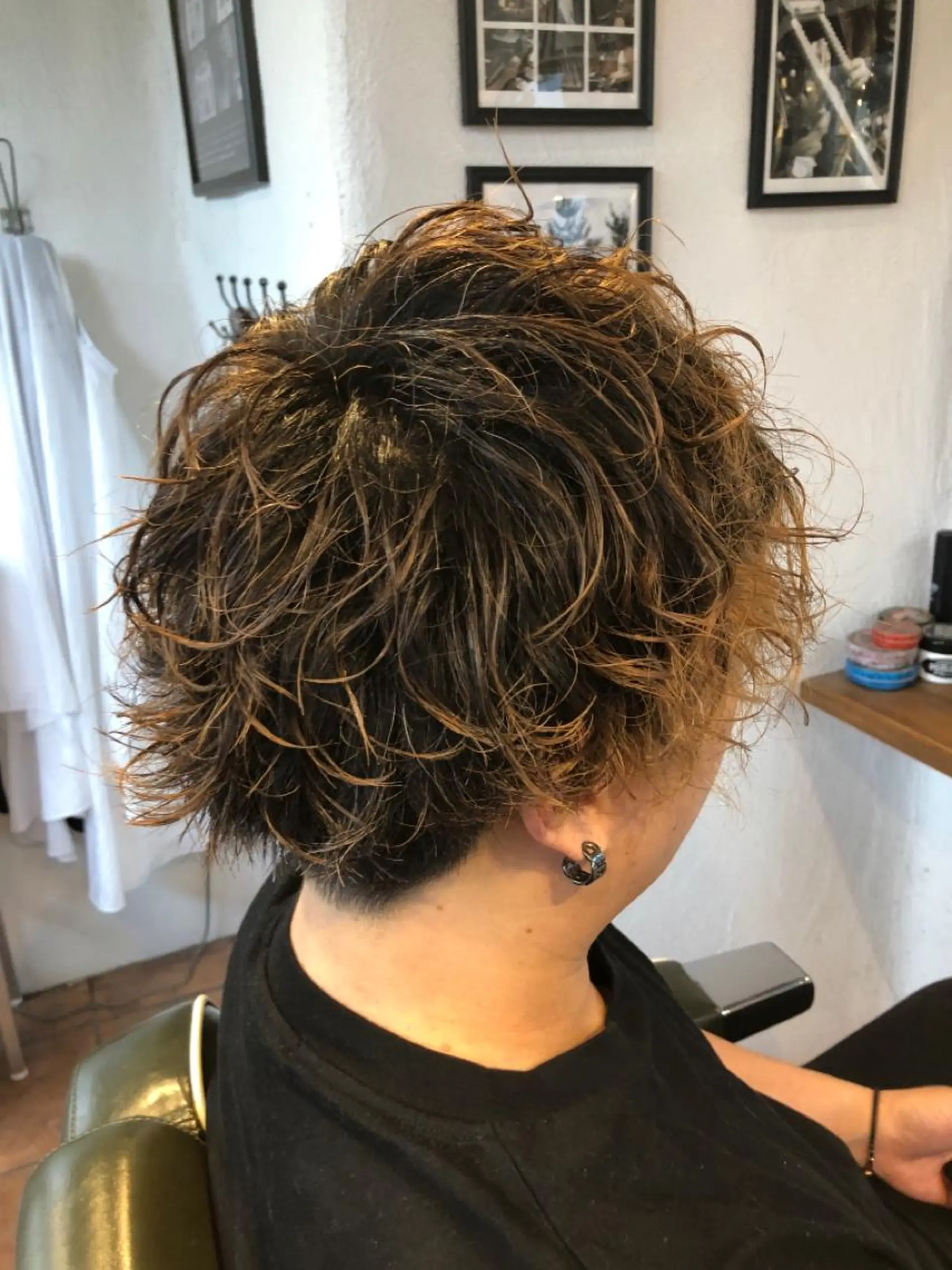 ミディアム パーマ メンズ カット パーマ 冨士川 英樹のヘアスタイル