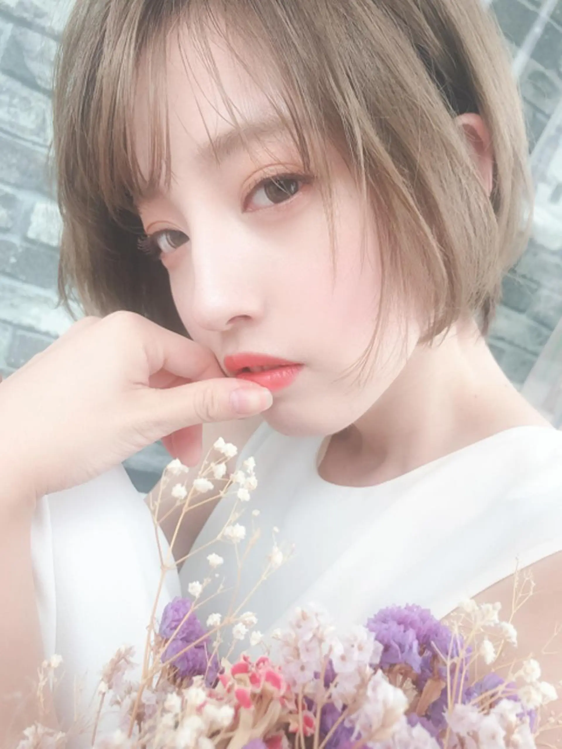 ミディアム アイブロウ ヘアカラー トリートメント ブリーチ毛でもできる 髪質改善縮毛MIHOのヘアスタイル