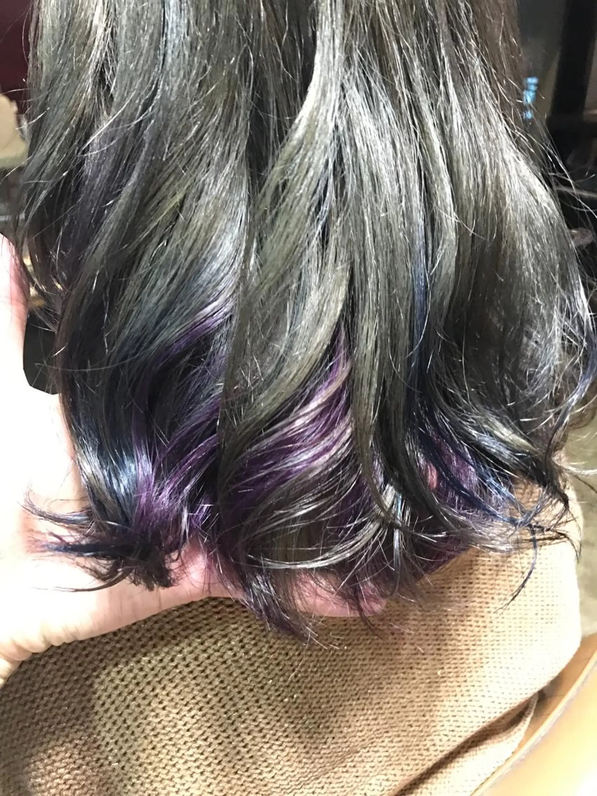 ショート カラー ブルーカラー ダブルカラー グレージュ パープルカラー サロンドミルク 原宿のヘアスタイル