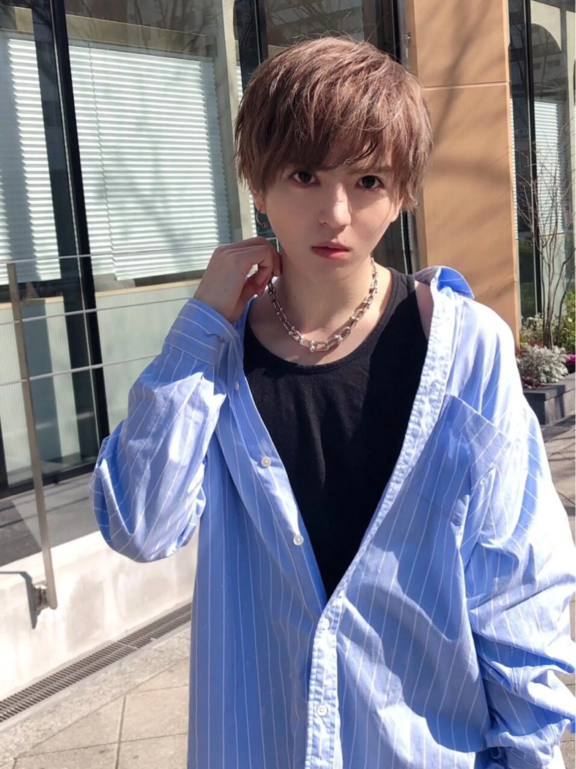 ショート カラー メンズ マッシュ ベージュカラー ブラウンカラー レイヤーカット 艶髪/西尾 幸樹のヘアスタイル