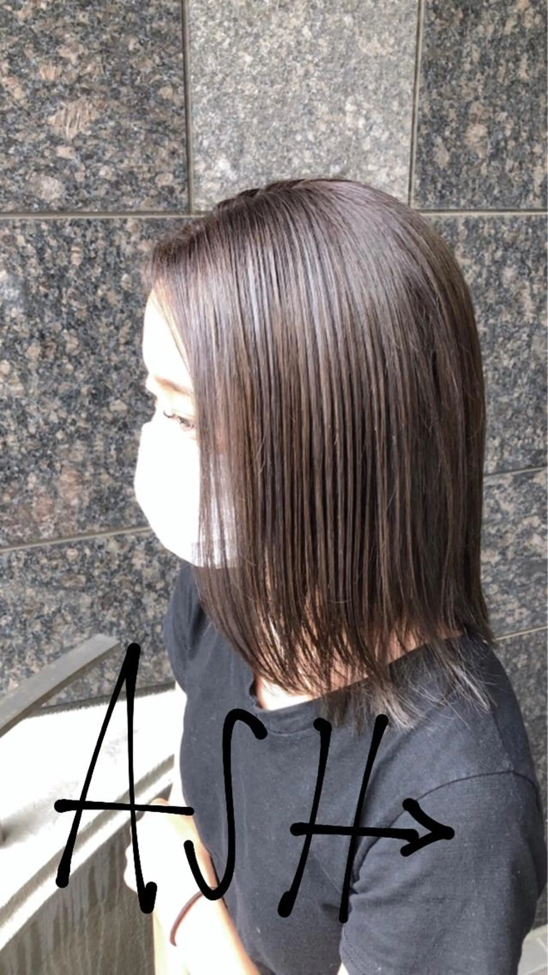 ミディアム アッシュ カラーアンドケアリタ kitamuuuのヘアスタイル