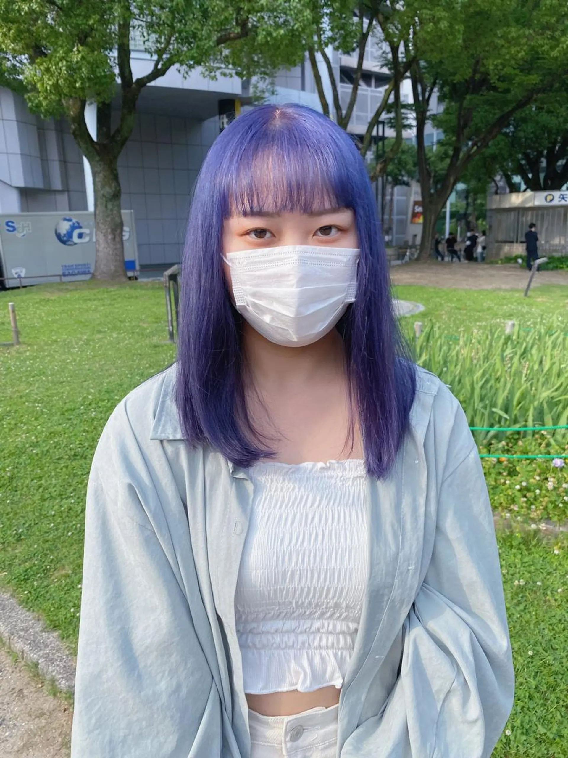 セミロング カラー ブルーカラー ブルーラベンダー ラベンダーカラー ヘアカラー トリートメント 鈴木/ニュアンス パーマ/メンズのヘアスタイル