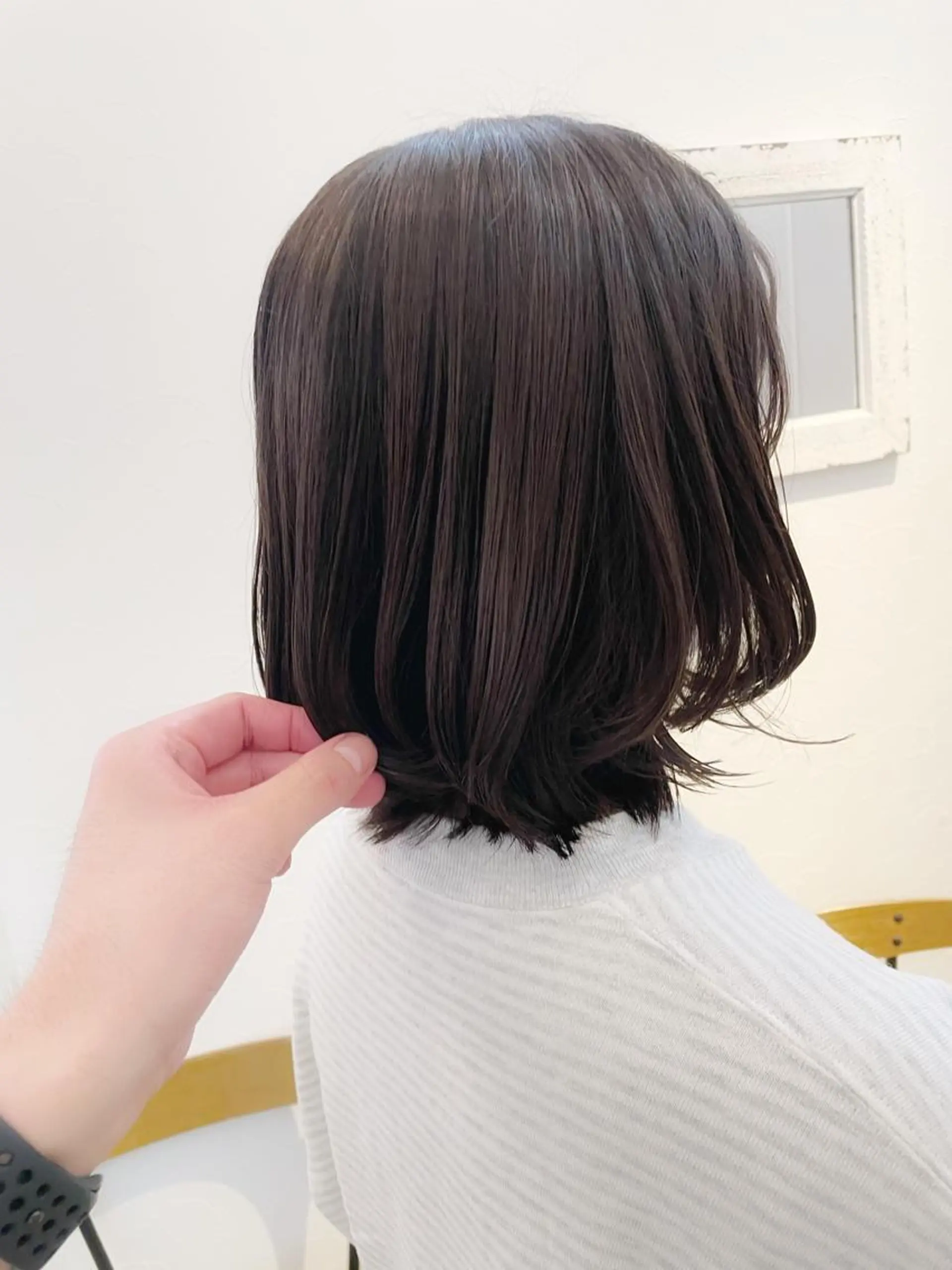 ミディアム カラー ショートボブ ブリーチ ブリーチなしカラー ボブ くせ毛 カット ヘアカラー newline銀座所属・👑銀座ショート/ 絶壁補正/金子涼👑のヘアスタイル