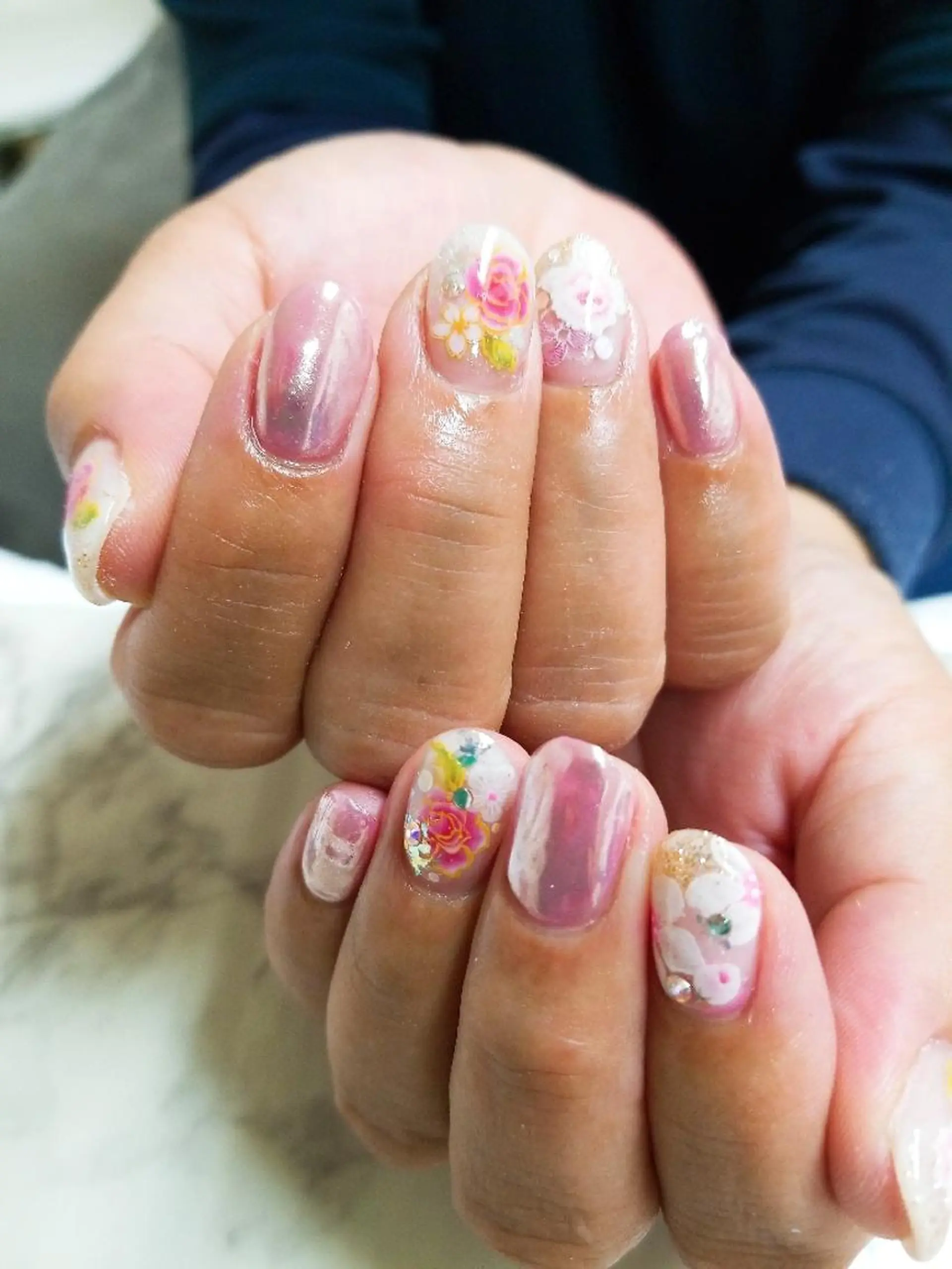 ネイル アートネイル ジェルネイル ミラーネイル 持ち込み ニュアンスネイル 河野ちえ (雑誌掲載サロン)のネイルデザイン