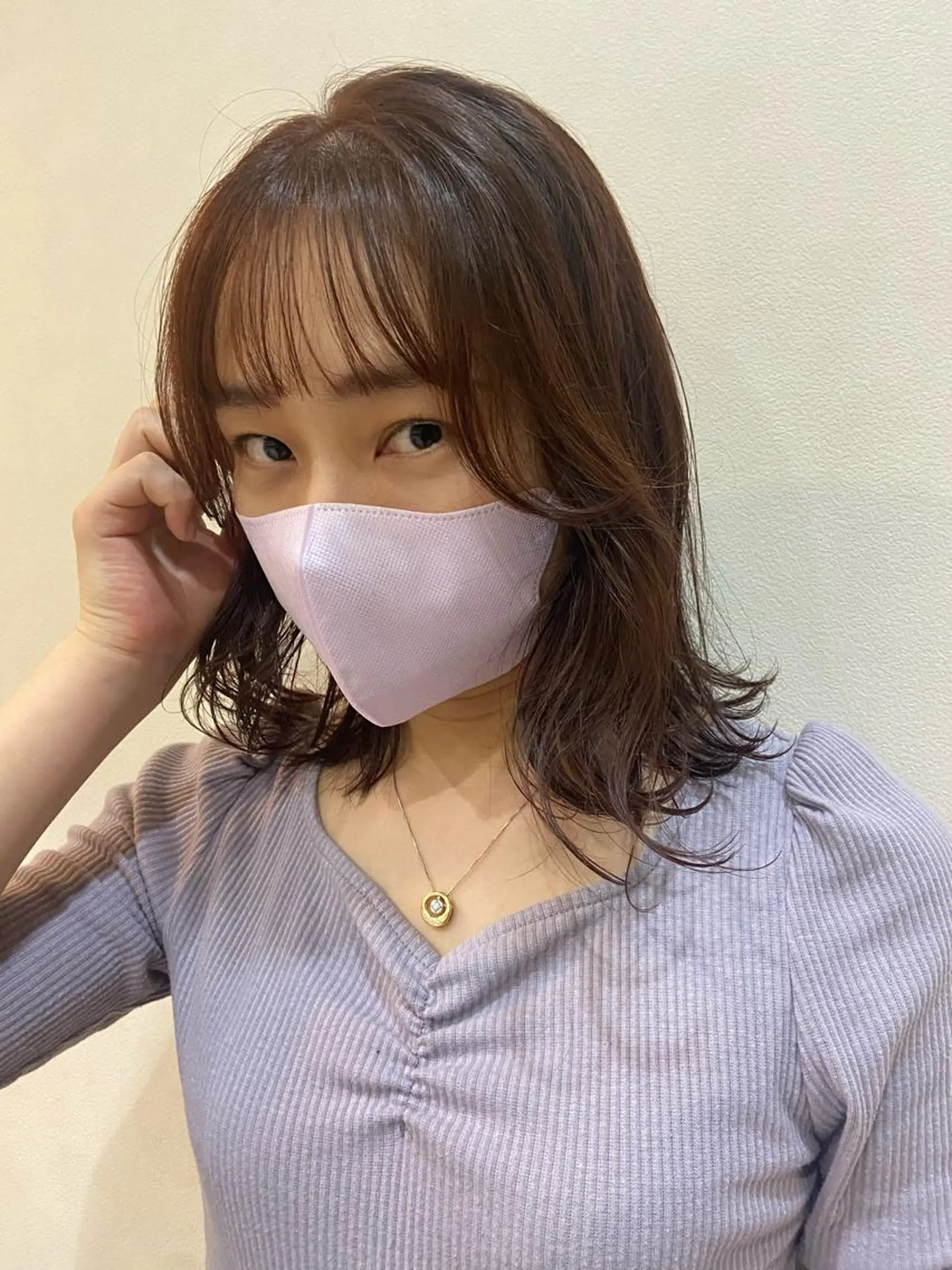 ミディアム 顔周りカット ボブ/透明感カラー 🧸YUI❤️のヘアスタイル