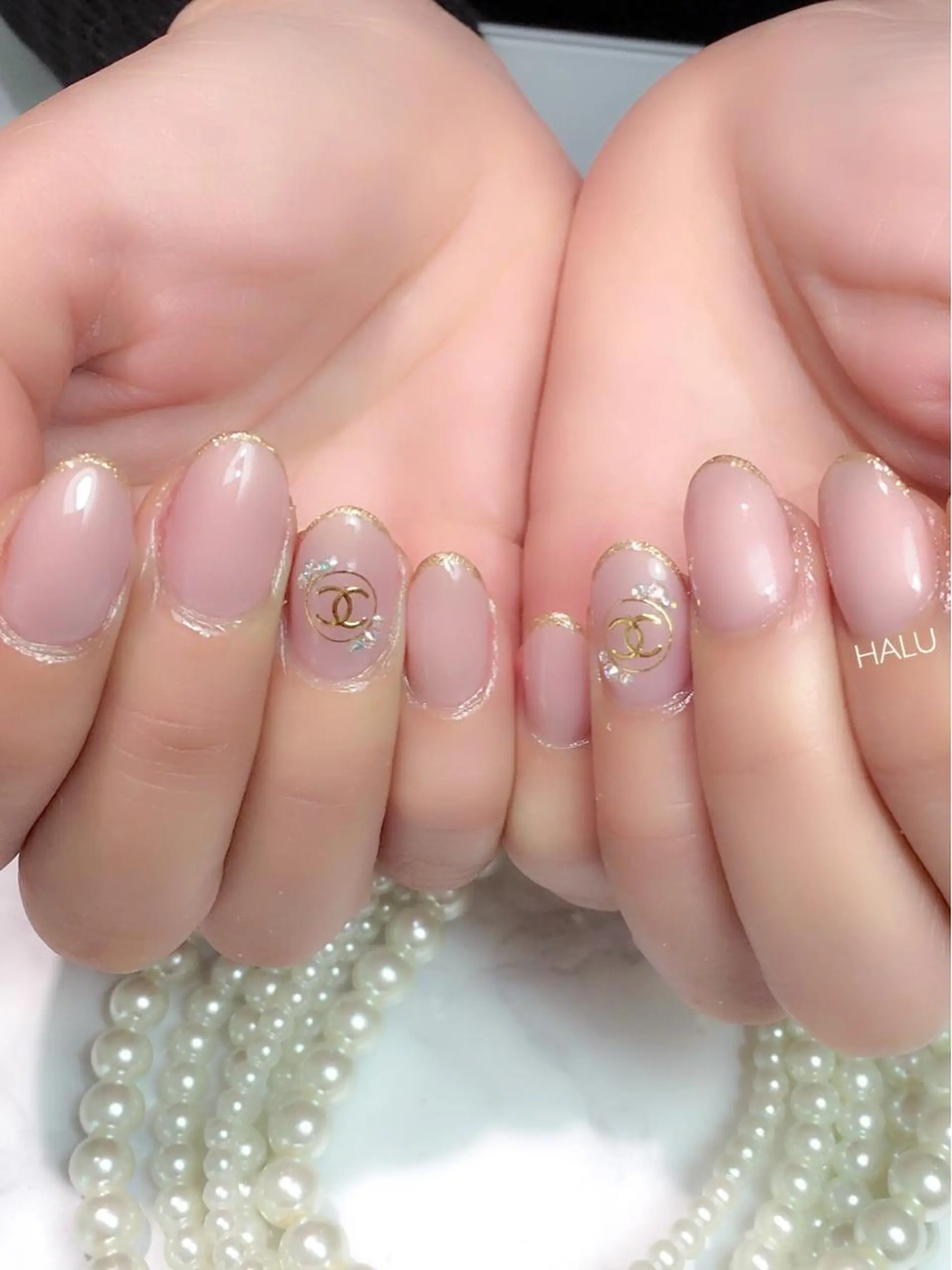 ネイル ゴールド ピンク HALU ハルのネイルデザイン