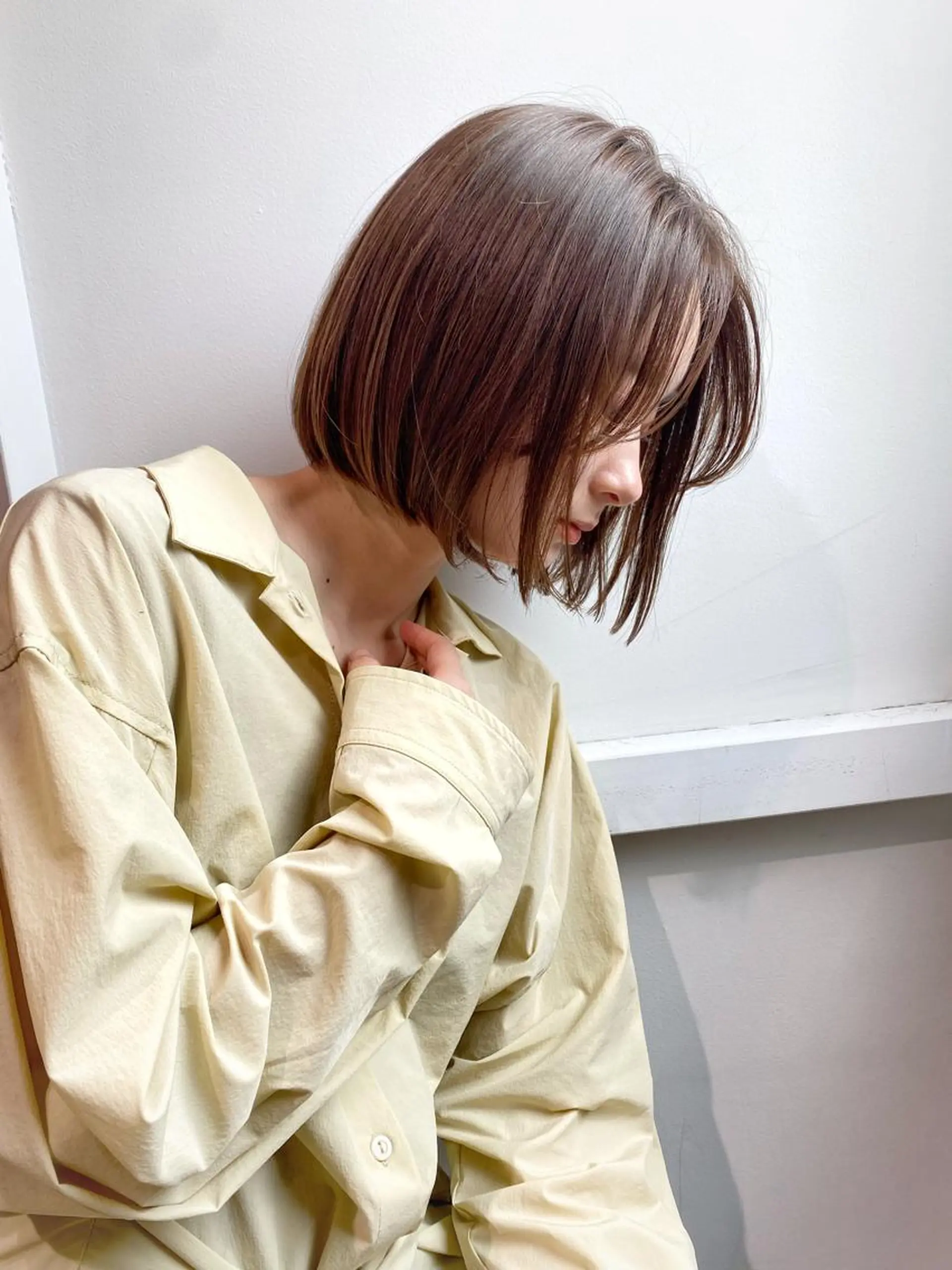 ショート カラー ワンレンボブ ボブ カット ヘアカラー トリートメント 🉐メンズヘア特化 men's/ケンイチのヘアスタイル