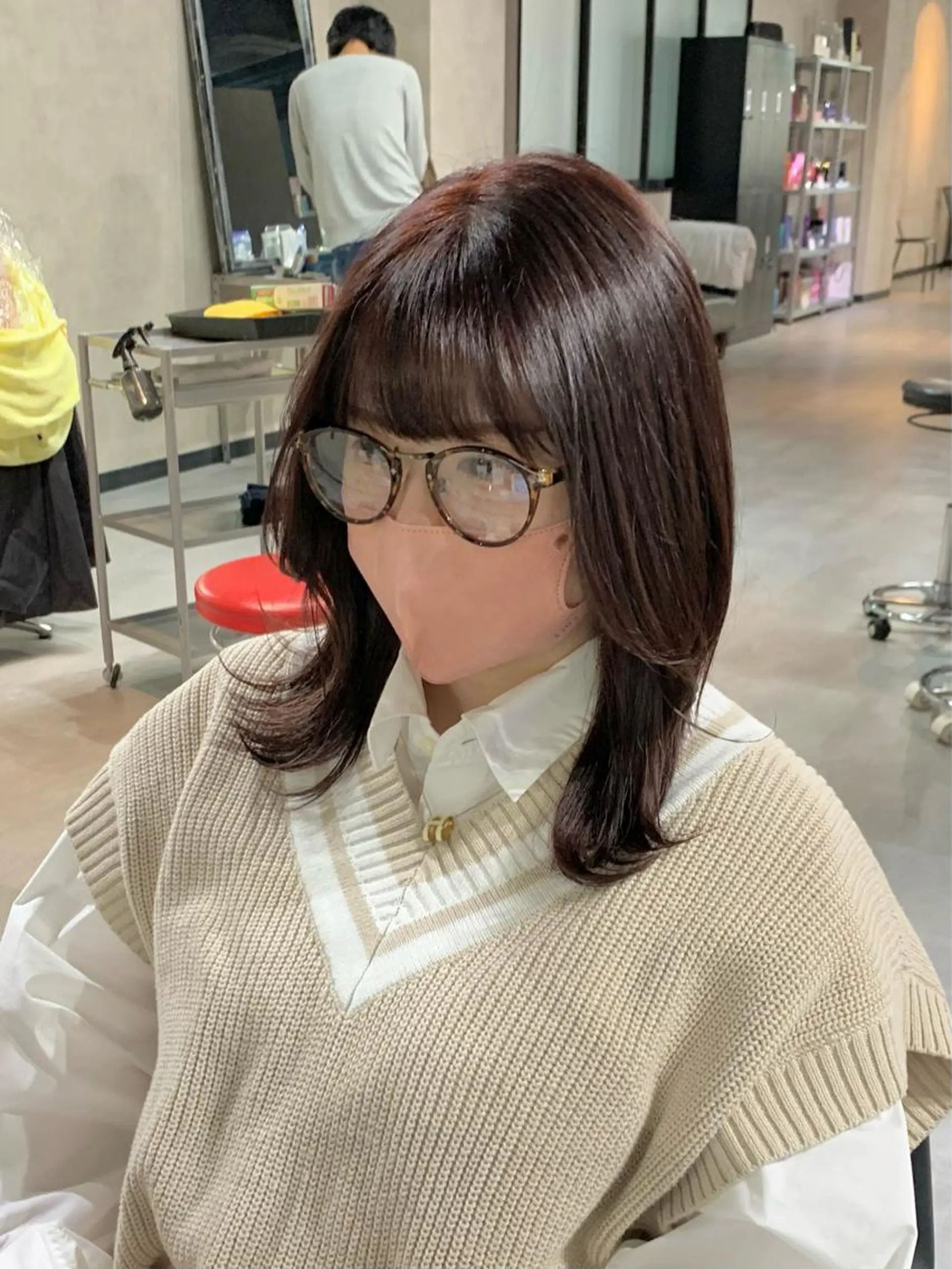 ミディアム カラー くびれヘア くびれレイヤー レイヤーカット カット ヘアカラー トリートメント B E C H I C O〔べち子〕のヘアスタイル