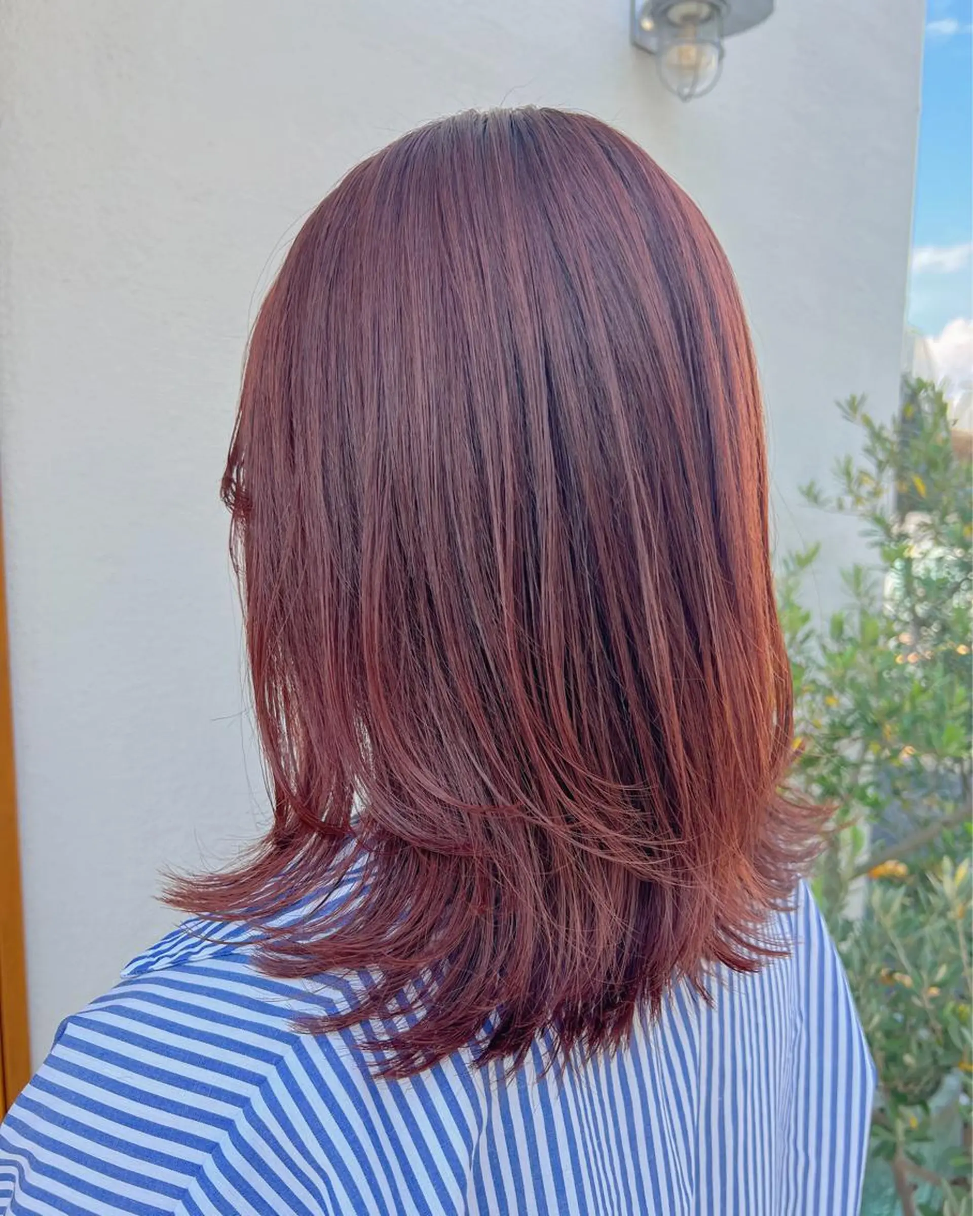 セミロング カラー ピンクカラー くびれヘア 縮毛矯正 カット ヘアカラー 縮毛矯正 トリートメント 髪質改善/縮毛/ボブ CHIHIROのヘアスタイル