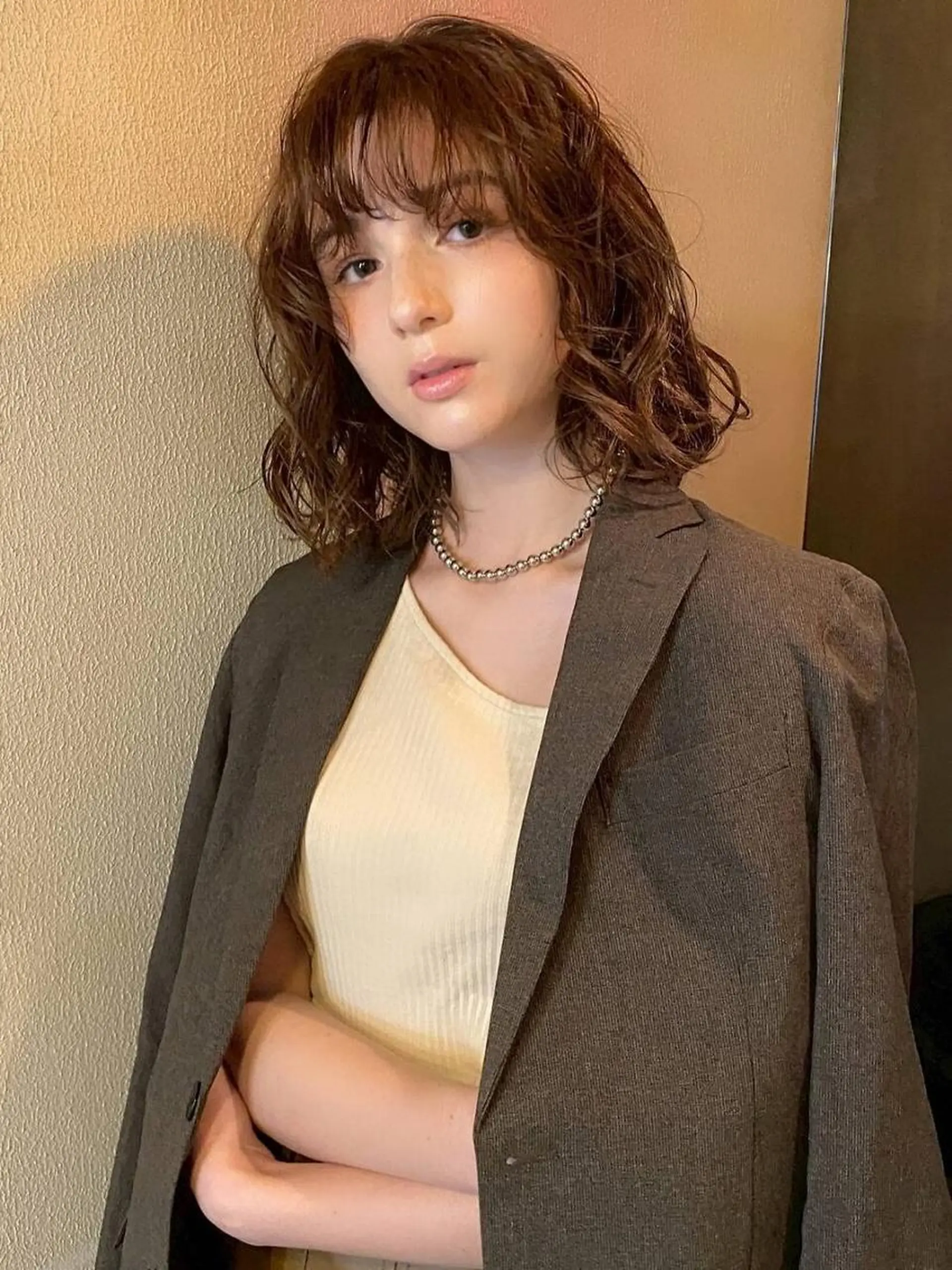 ヘアカラー トリートメント 透明感/グレージュ/ レイヤー/ 青空のヘアスタイル
