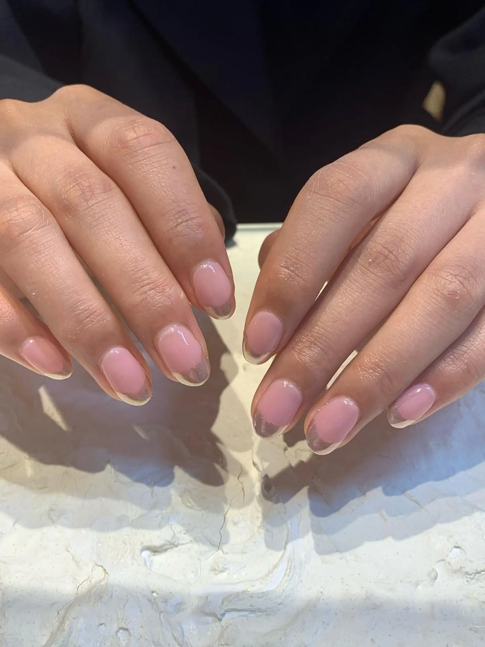 ネイル フレンチネイル ミラーネイル ピンク マキノ ユイのネイルデザイン