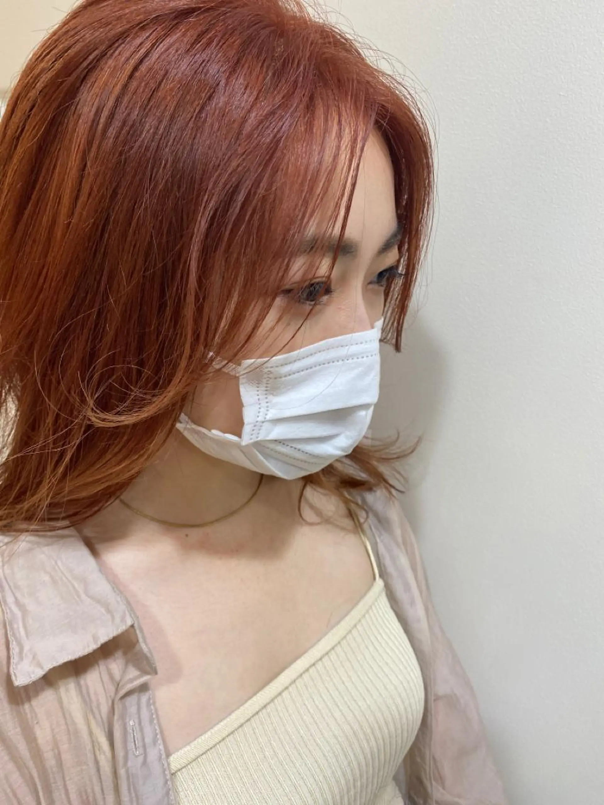 ミディアム カラー オレンジ salowin渋谷kitaya park前所属・RIKA韓国ヘア/く びれヘア/上品カラーのヘアスタイル