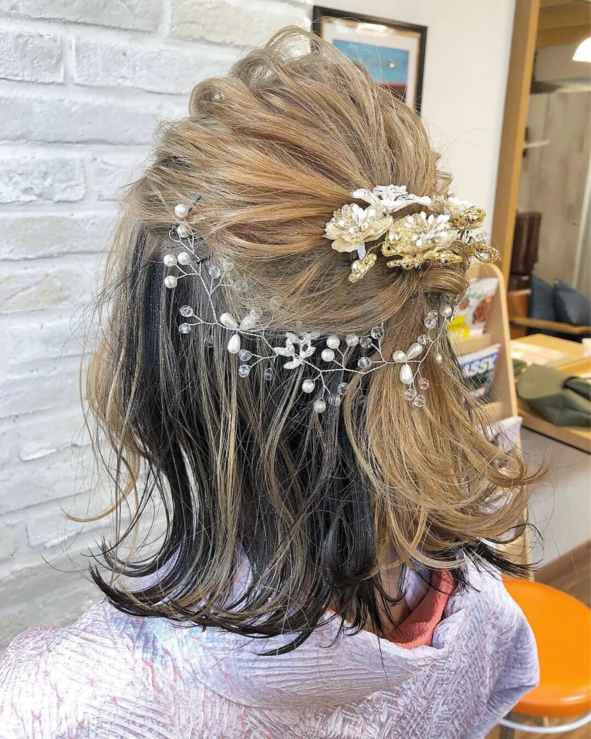 ショート カラー ヘアアレンジ ハーフアップ 遠藤 拓馬のヘアスタイル