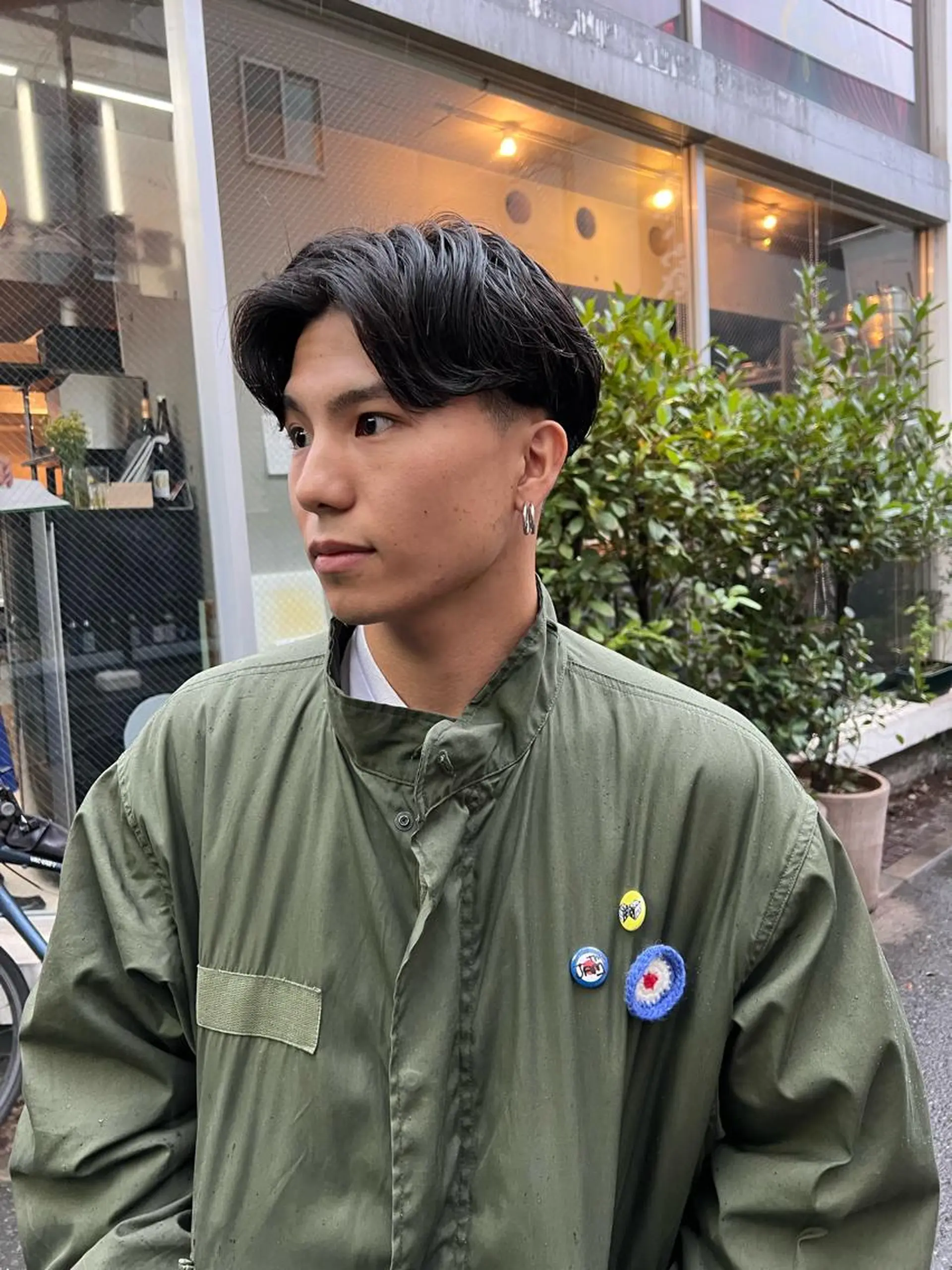 ミディアム パーマ メンズ カット パーマ ラフショートブリー チカラー⚡️リュウジのヘアスタイル