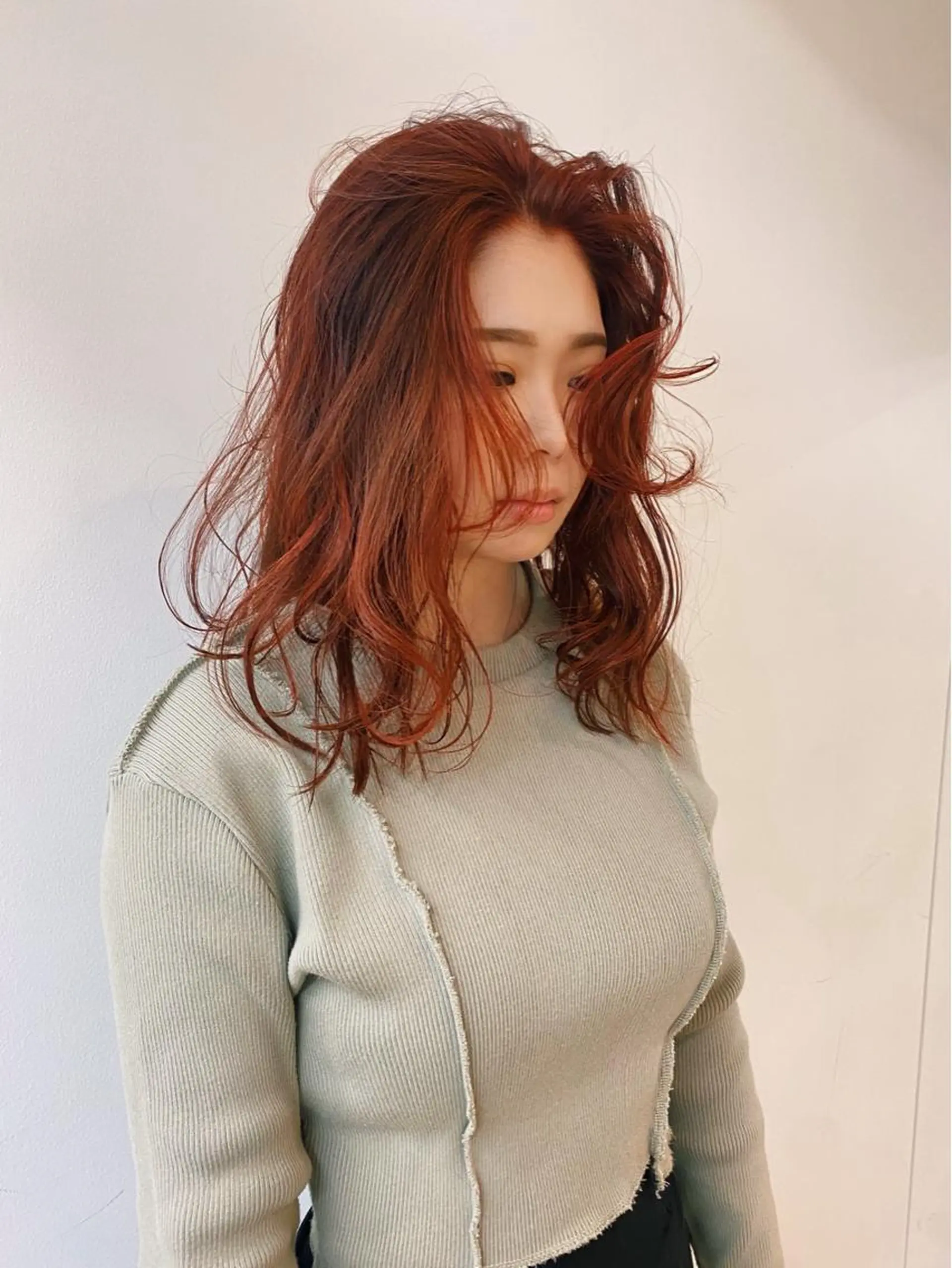 セミロング セミロングパーマ ボブ ハイライト 髪質改善 韓国風ヘア カット ヘアカラー スパイラルパーマ/デ ザインカット/アミのヘアスタイル