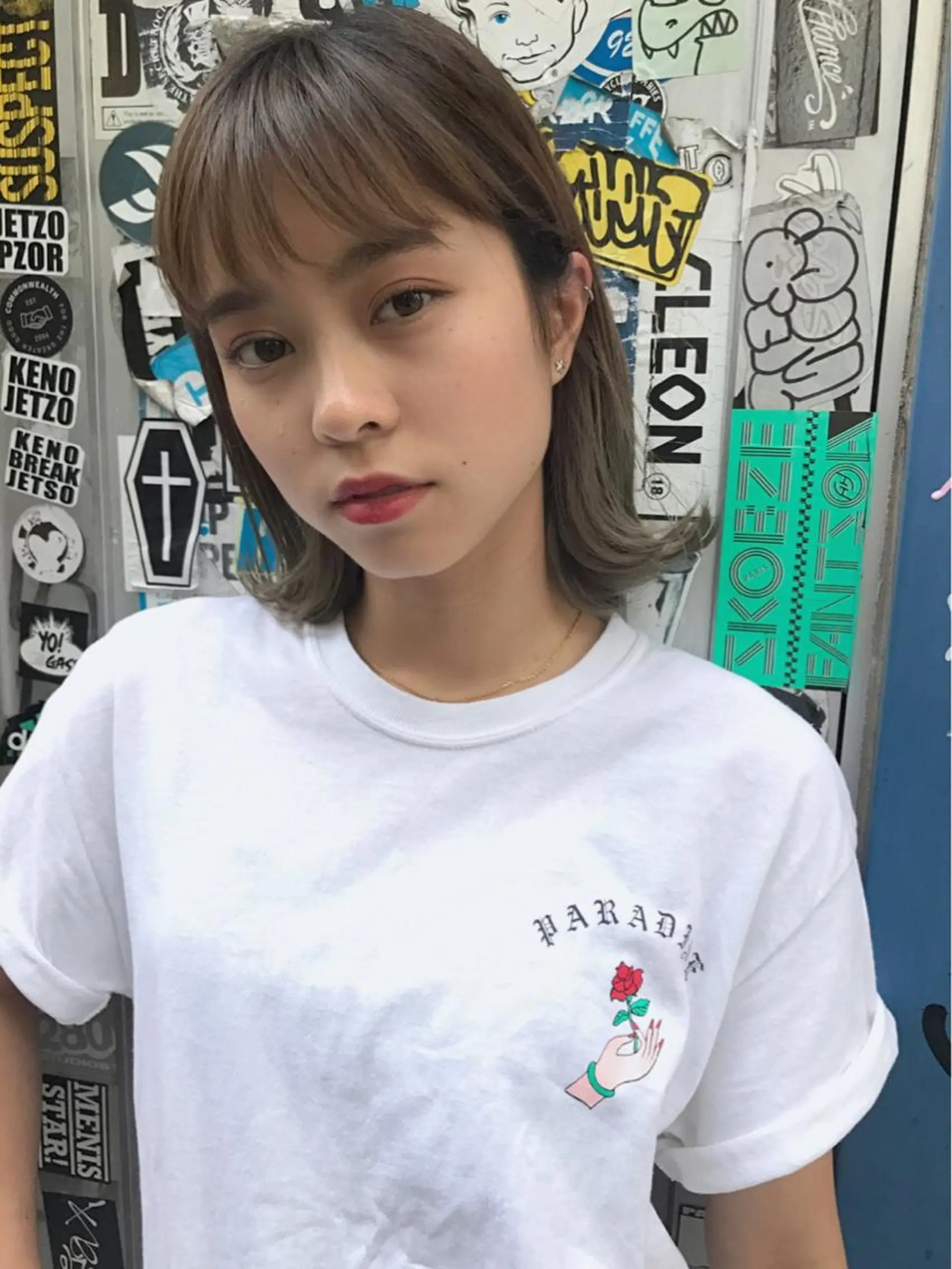 ミディアム 外ハネヘア 透明感カラー🌿ボブ ✨飛田　ケイのヘアスタイル