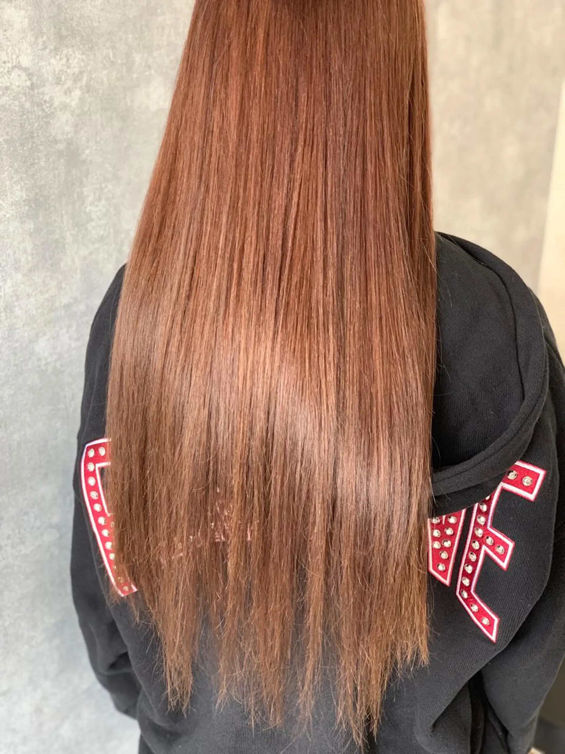 ロング カラー オレンジ 縮毛矯正 トリートメント LUXBE LUCEのヘアスタイル