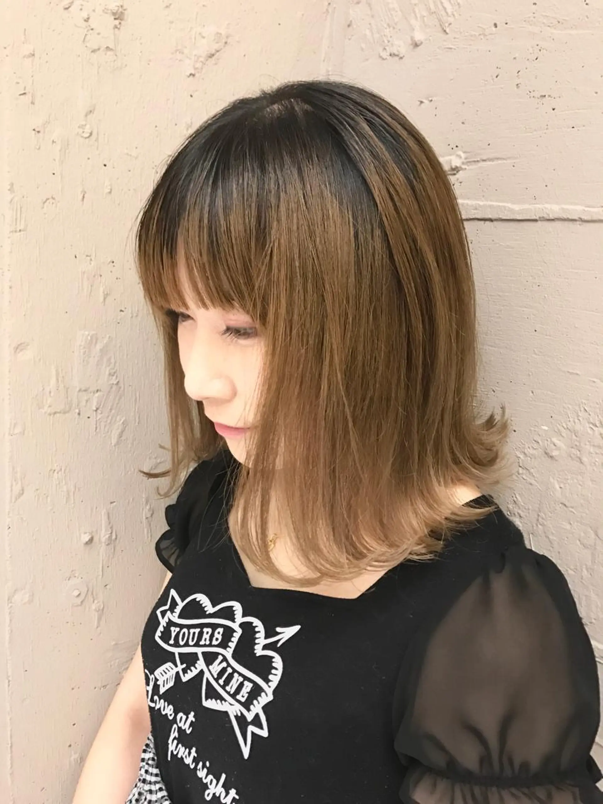 ミディアム 切りっぱなしボブ ボブ 縮毛矯正 髪質改善寺坂雄飛💐のヘアスタイル