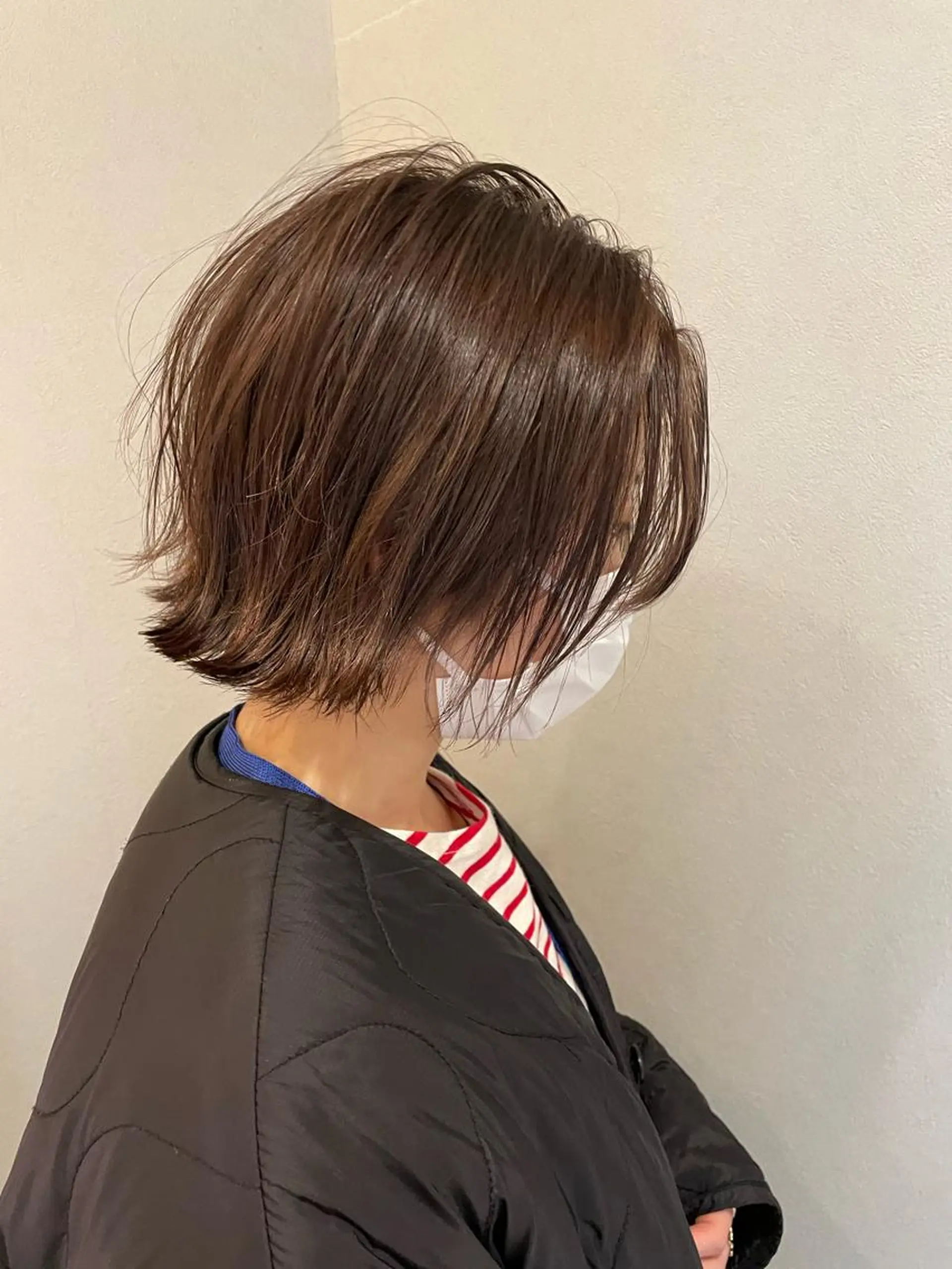 ミディアム 切りっぱなしボブ ボブ カット トリートメント ショート✨顔まわり マツモト　ショウゴのヘアスタイル