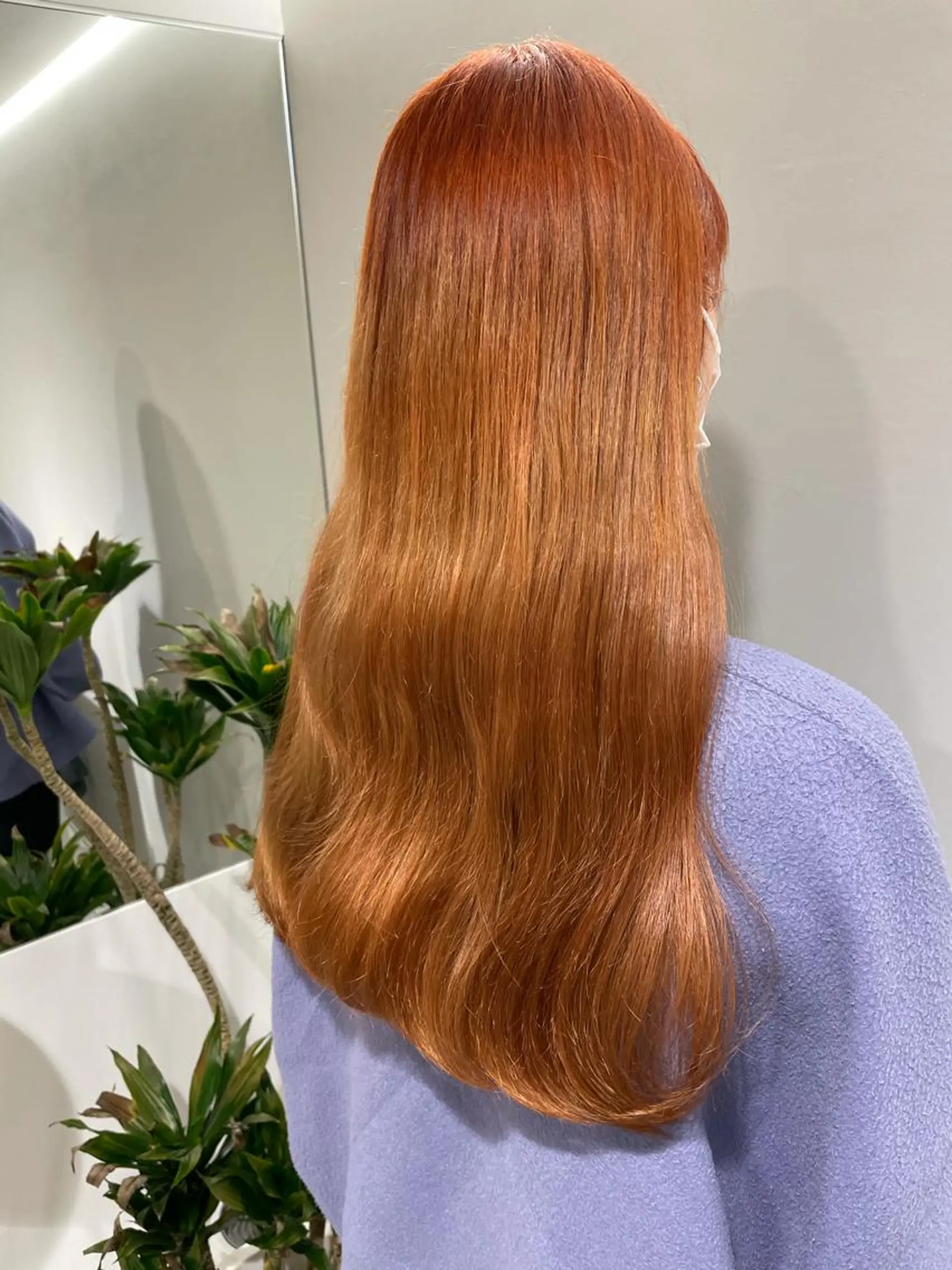 ロング カラー オレンジ 韓国風ヘア 太田ありさ クリーミーヘアカラーのヘアスタイル