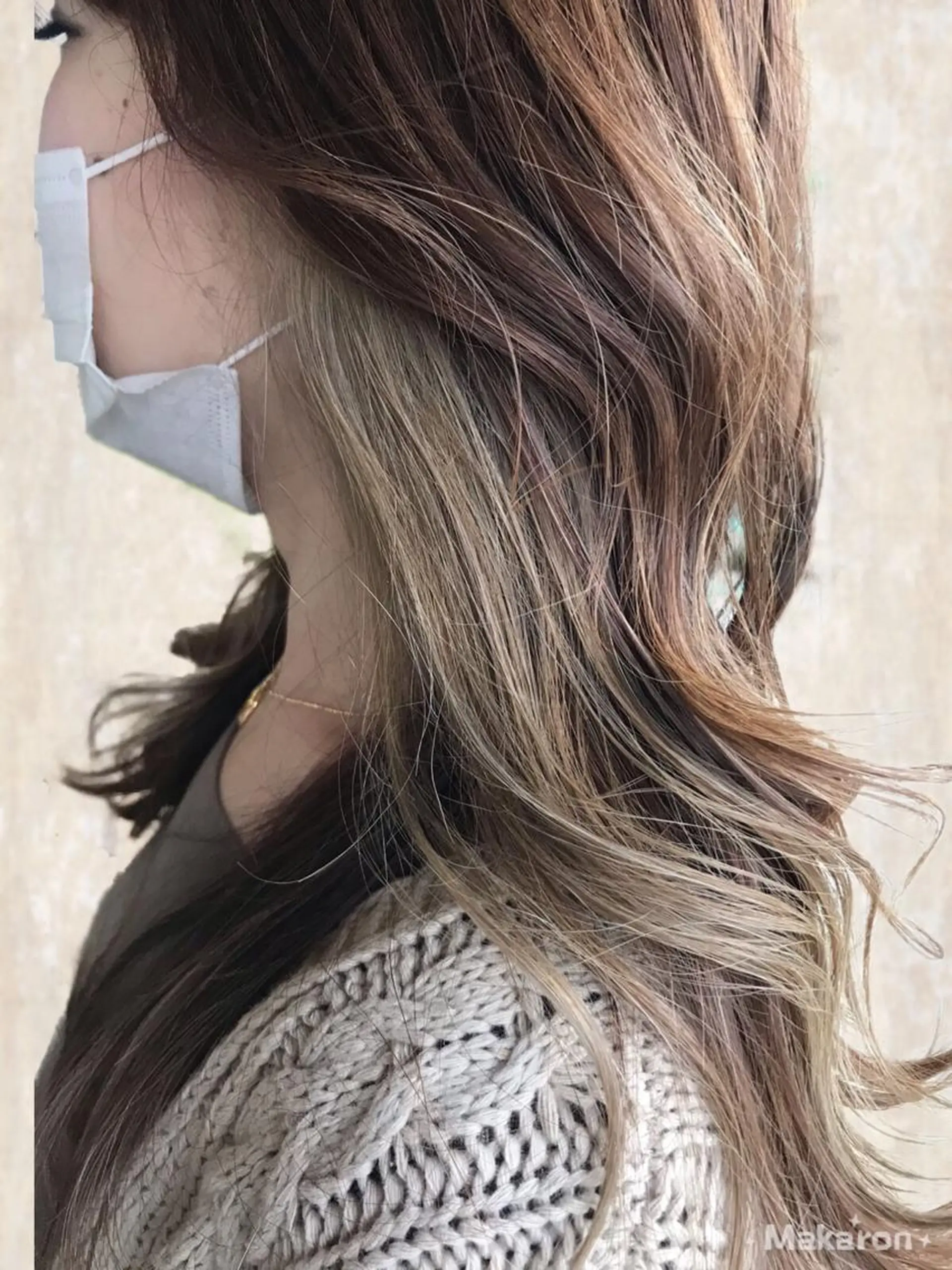 ロング カラー ベージュカラー ケアカラー デザインカラー インナーカラー ホワイトベージュ ヘアカラー トリートメント hair works raptureのヘアスタイル