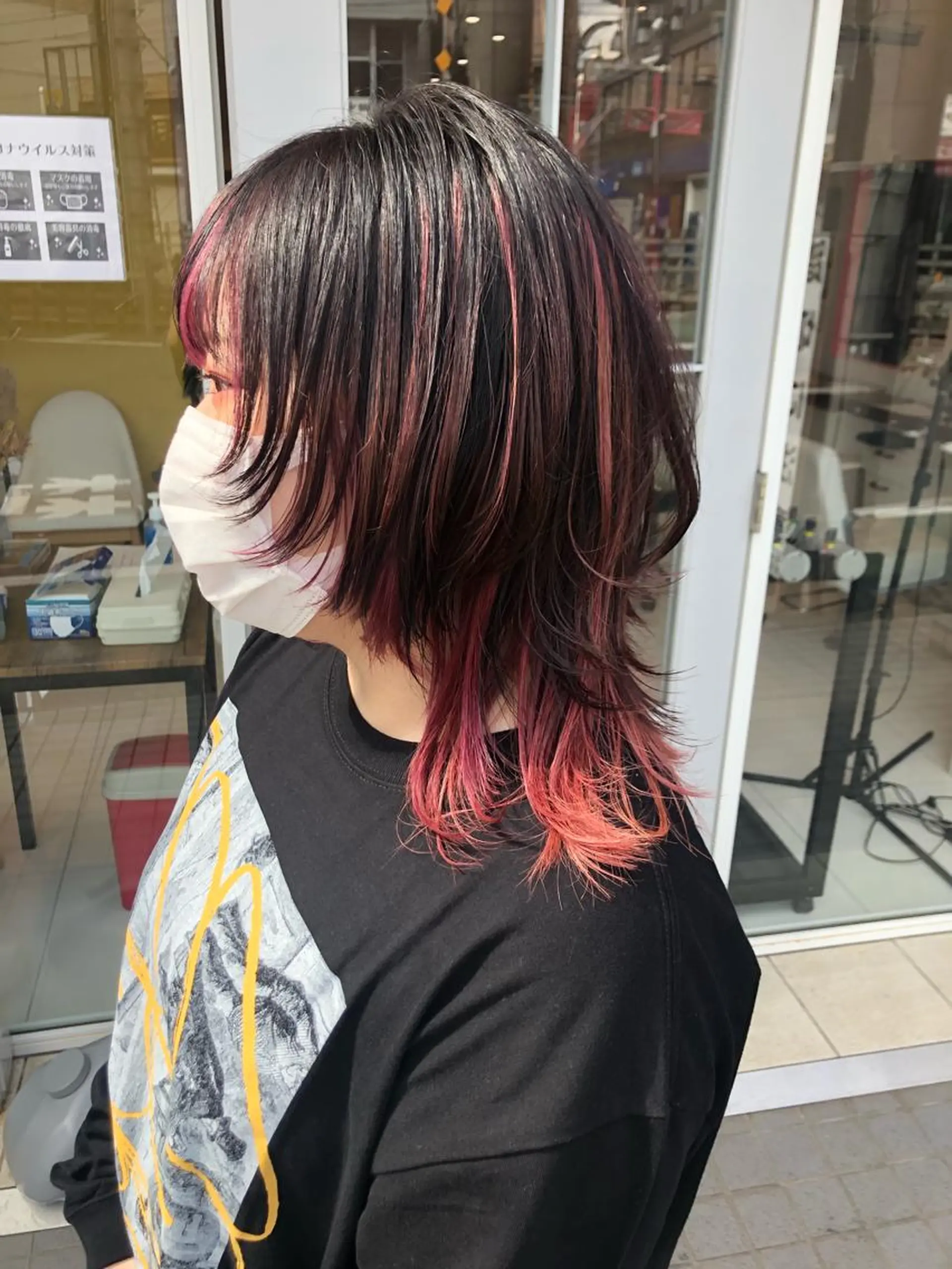 ミディアム カラー ウルフカット ウルフカット ハッシュカット/七海のヘアスタイル