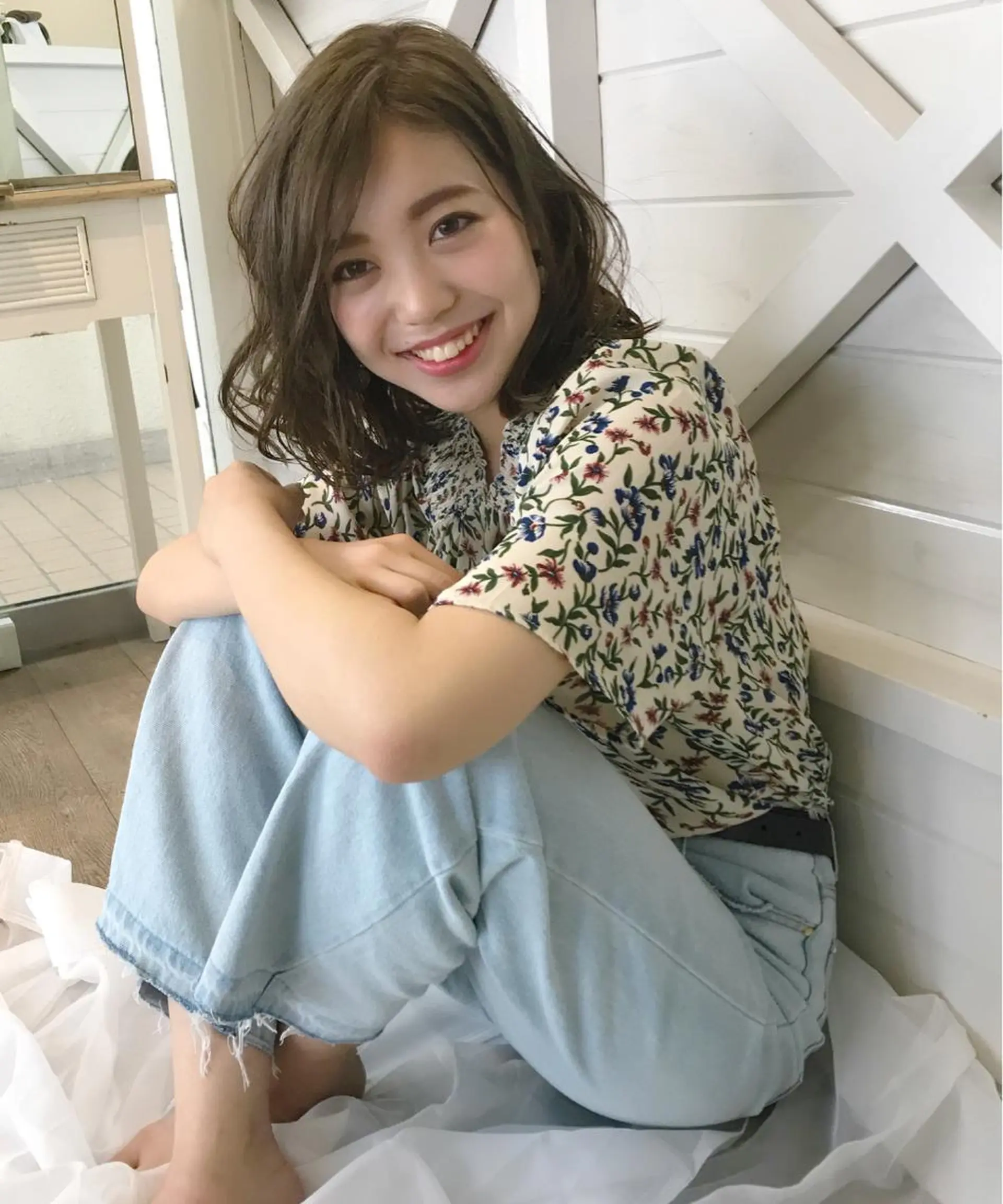 ミディアム カラー パーマ 日比 貴大/ minim hairのヘアスタイル