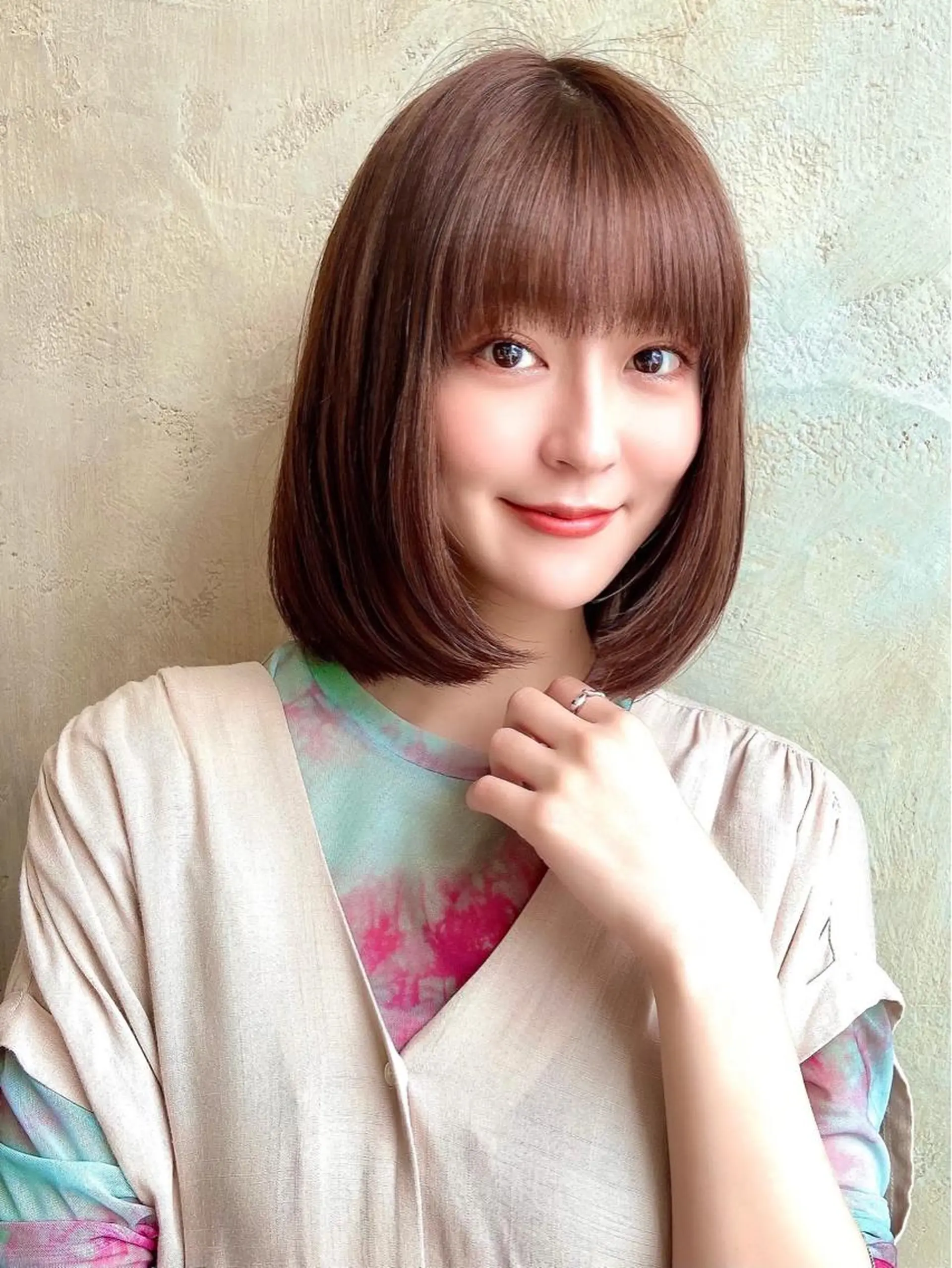 ミディアム カラー パーマ ヘアアレンジ ボブ 似合わせカット ワイドバング 🌈小顔似合わせ SHIHO🌈のヘアスタイル