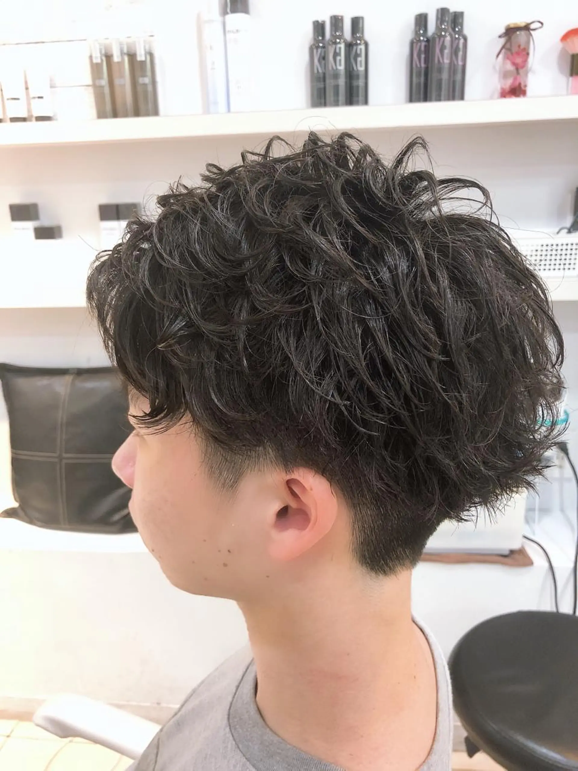 ショート パーマ メンズ 髪質改善× 白髪ぼかし溝江のヘアスタイル
