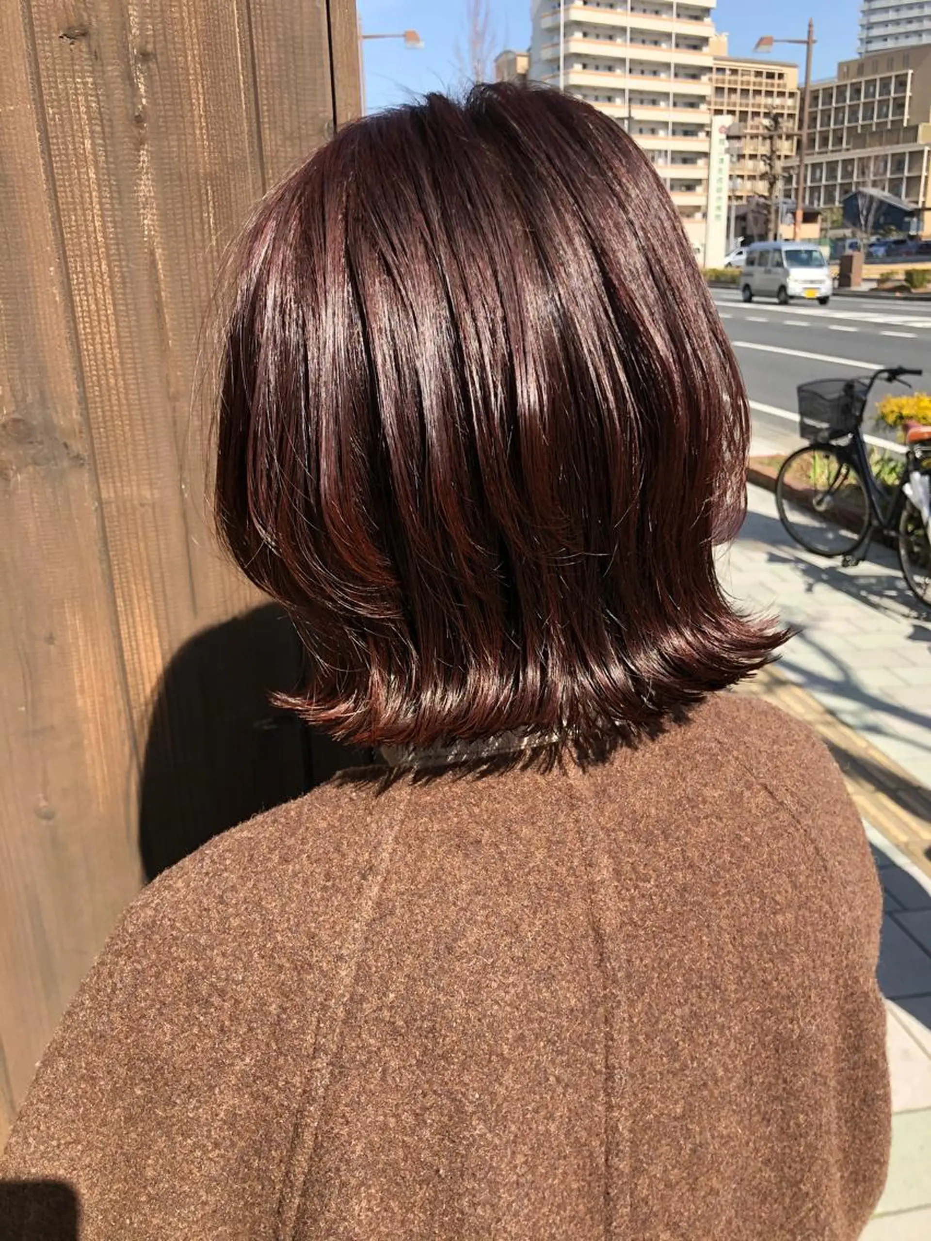 ミディアム オレンジブラウン ボブ ウルフカット ウルフボブ 國次 夕貴のヘアスタイル