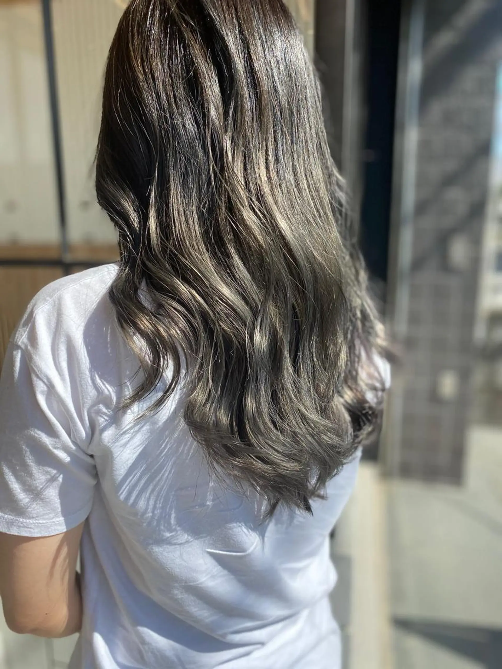 ロング カラー グレージュ ボブ/ハイトーン 福生Radix 下田のヘアスタイル
