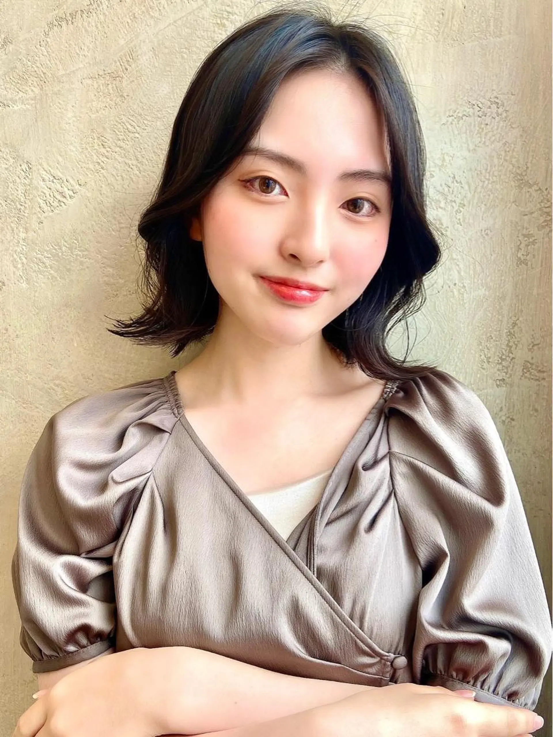 ミディアム カラー パーマ ヘアアレンジ ボブ くびれヘア 小顔カット 🌈小顔似合わせ SHIHO🌈のヘアスタイル