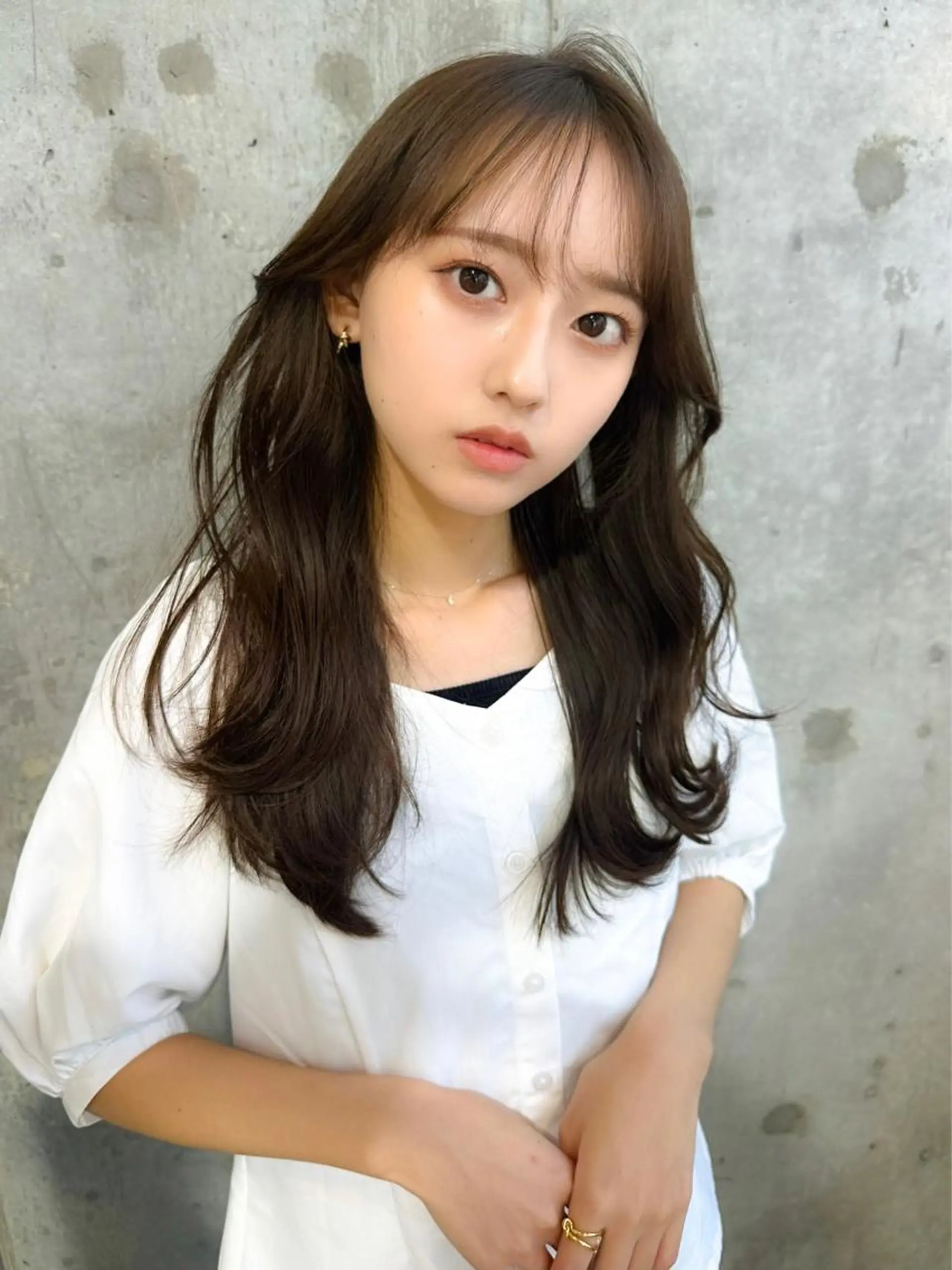 ミディアム カラー カット トリートメント 髪質改善/韓国ヘア レイヤー/新宿/ロミのヘアスタイル