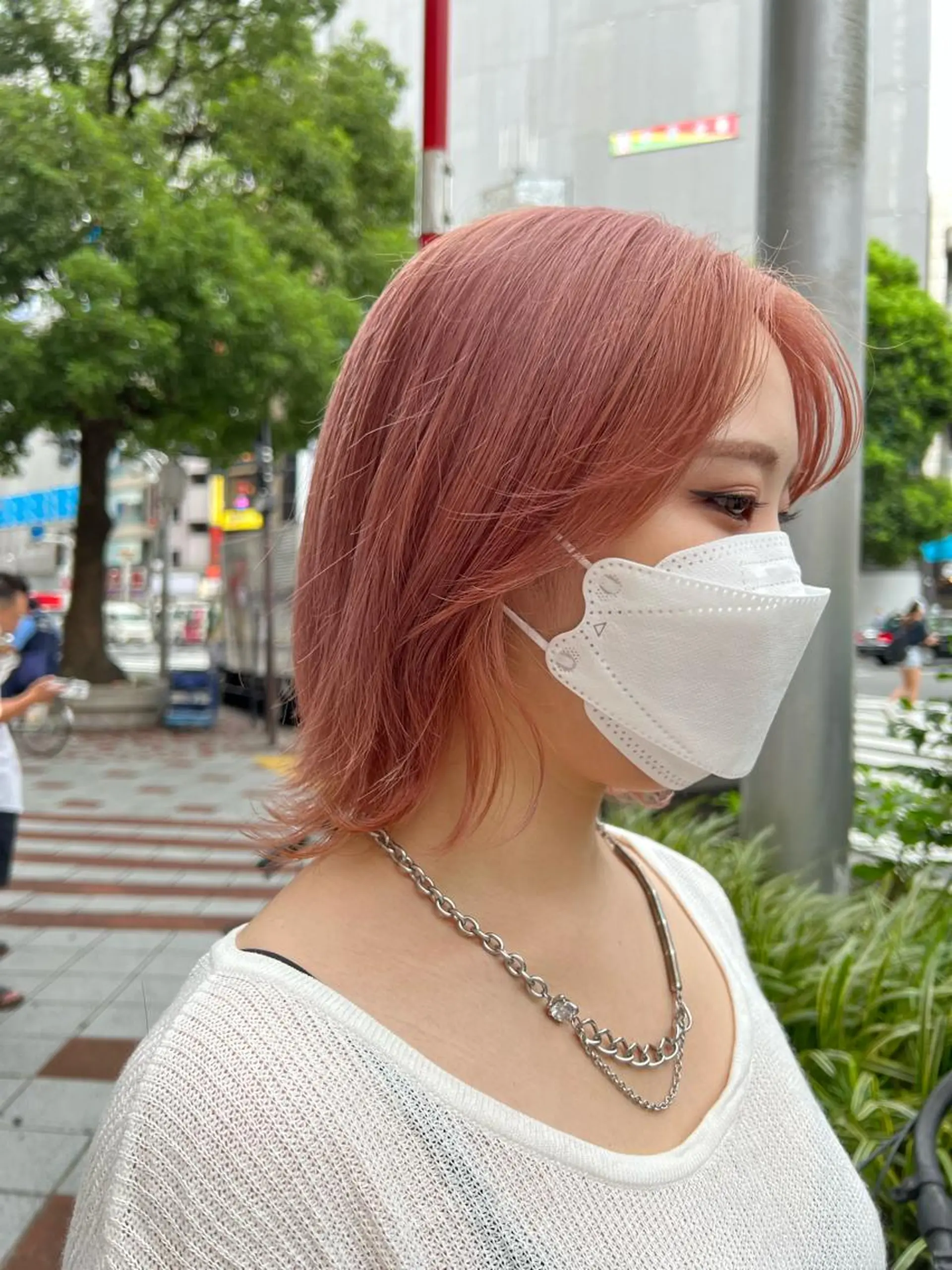 ミディアム カラー ベージュカラー ピンクカラー ピンクベージュ ヘアカラー ハイトーン&髪質改善 &韓国エクステ🤎のヘアスタイル