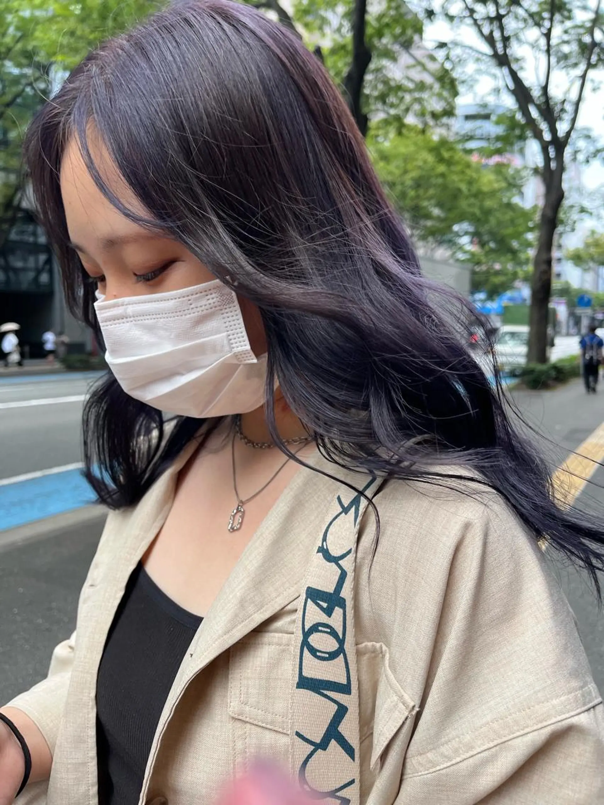 カラー ラベンダーカラー えんぐちとも／透明感 カラー／博多ボブのヘアスタイル