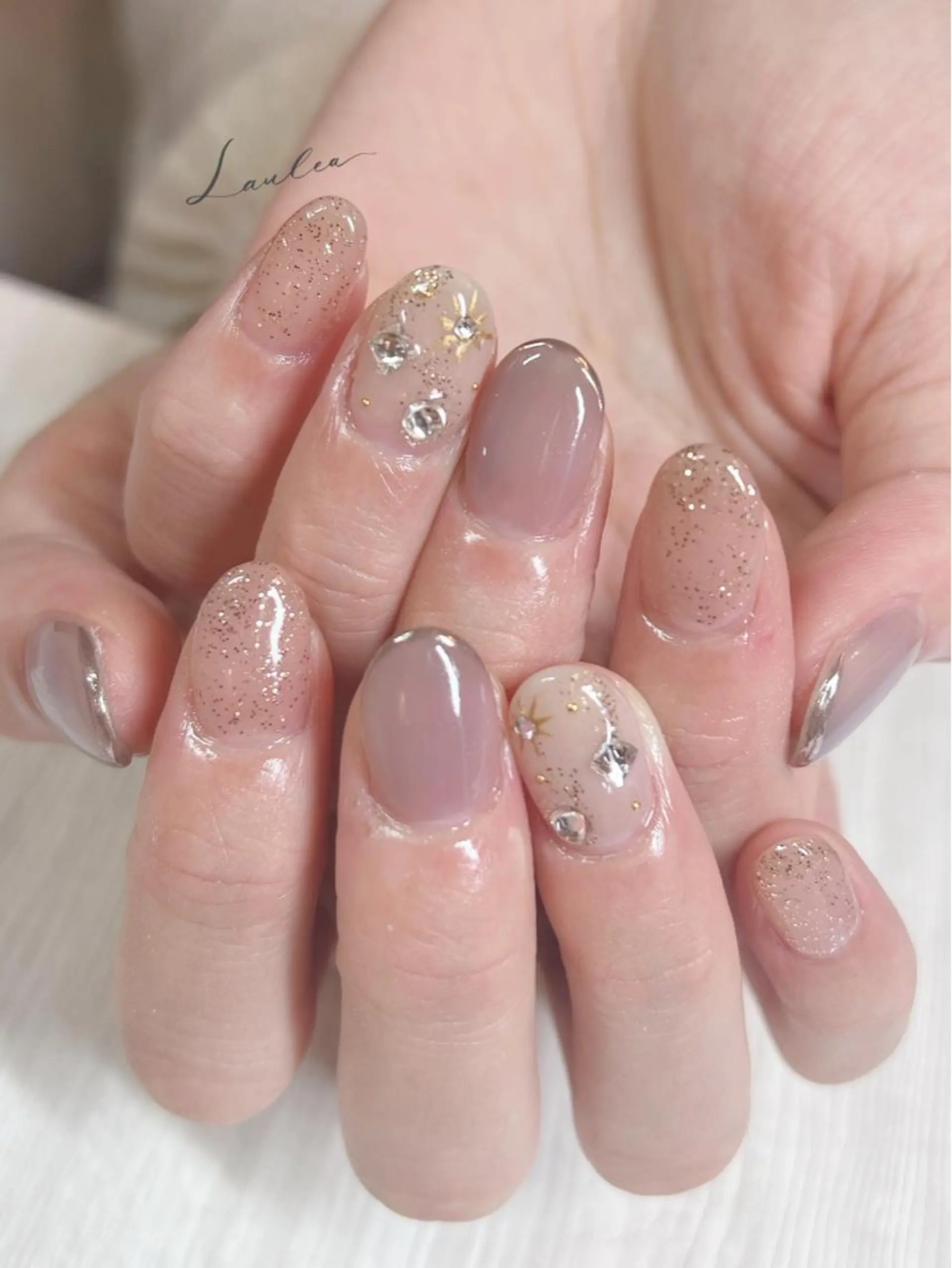 ネイル フレンチネイル ミラーネイル ニュアンスネイル 夏ネイル nail salon Lauleaのネイルデザイン
