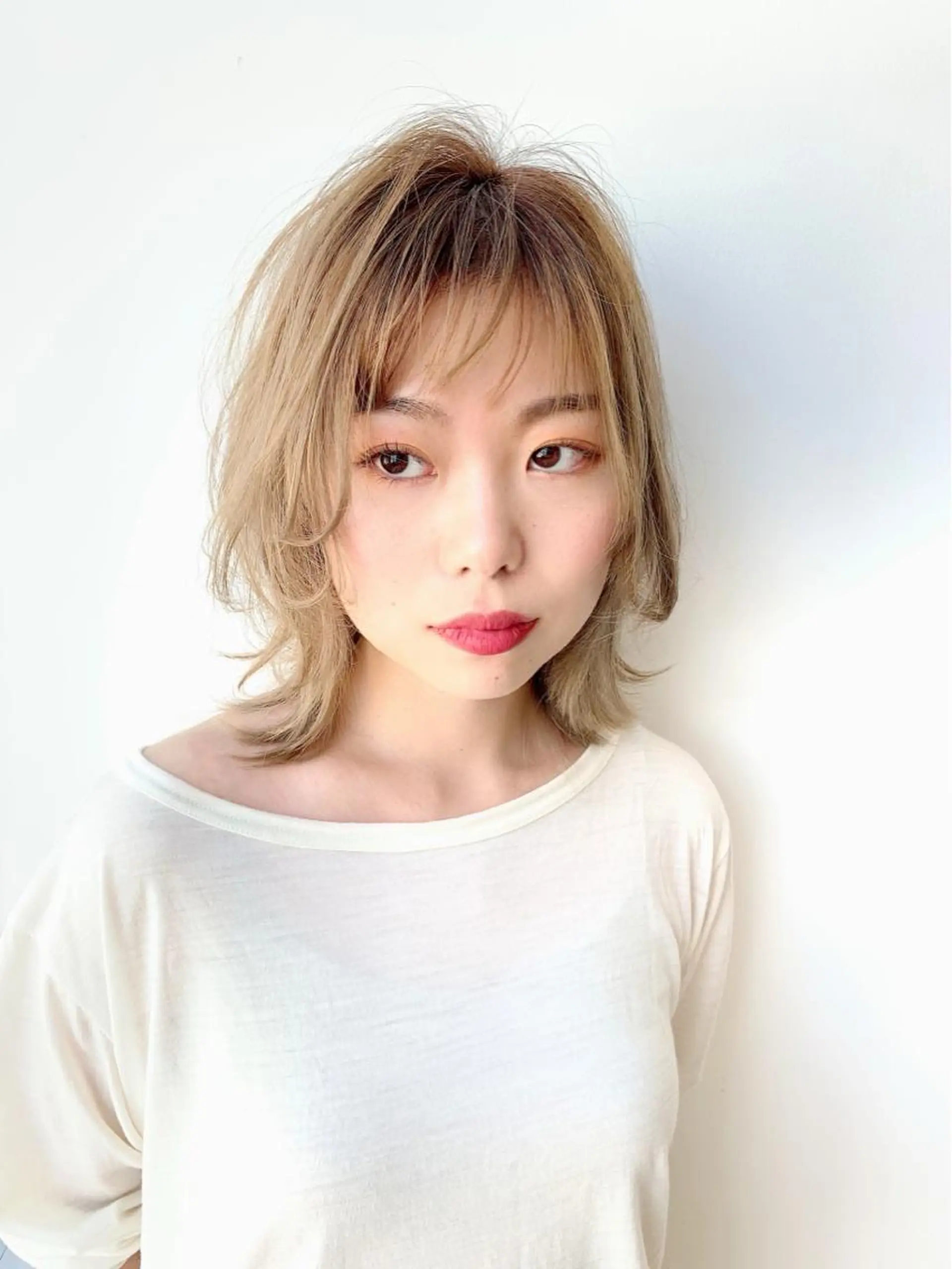 ミディアム カラー カット 縮毛矯正/白髪ぼかし ショートボブ/鈴木のヘアスタイル