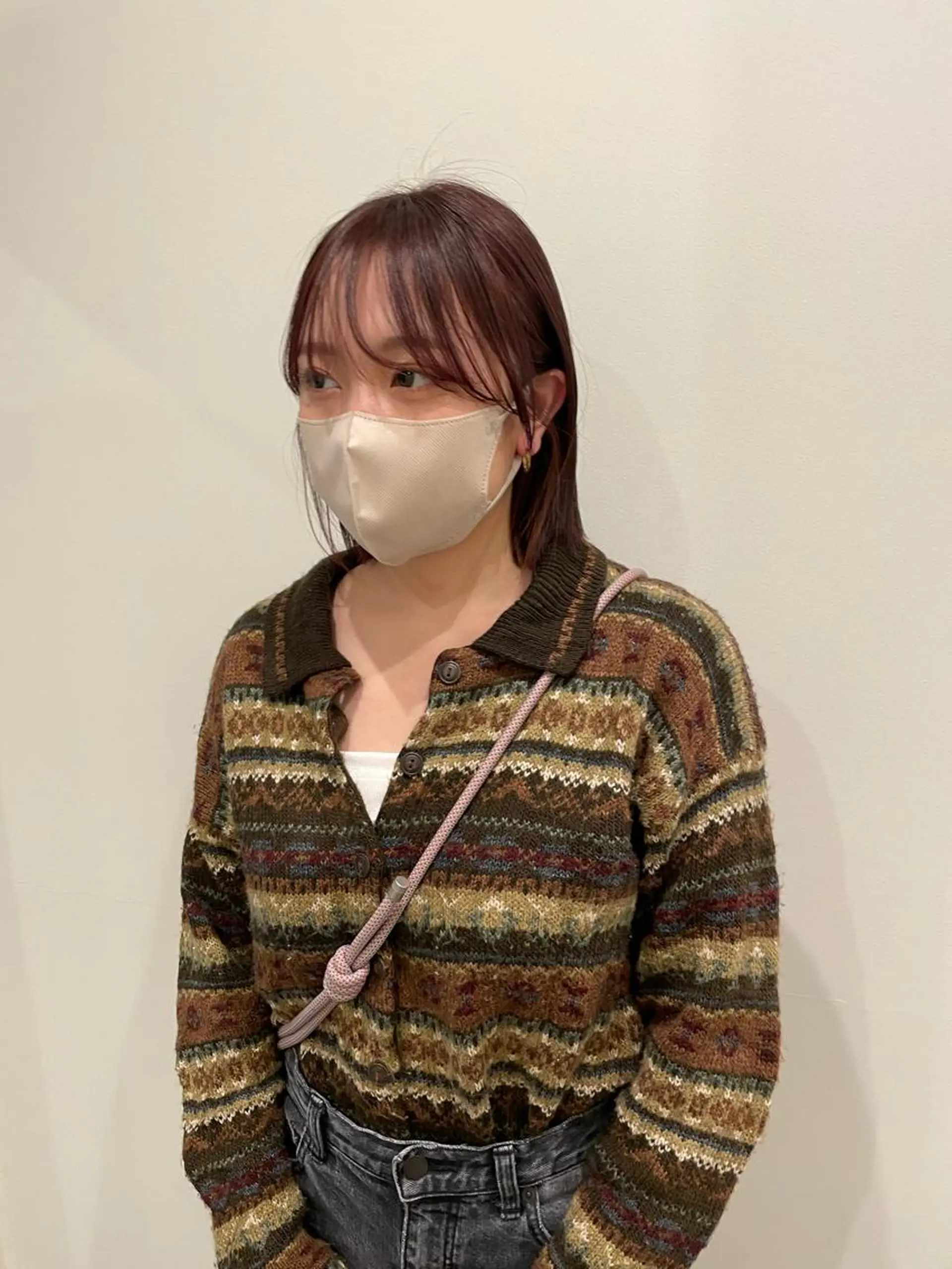 ミディアム カラー ブリーチ ブラウンカラー ブリーチなしカラー ピンクカラー ピンクブラウン ヘアカラー 渋谷 留菜のヘアスタイル