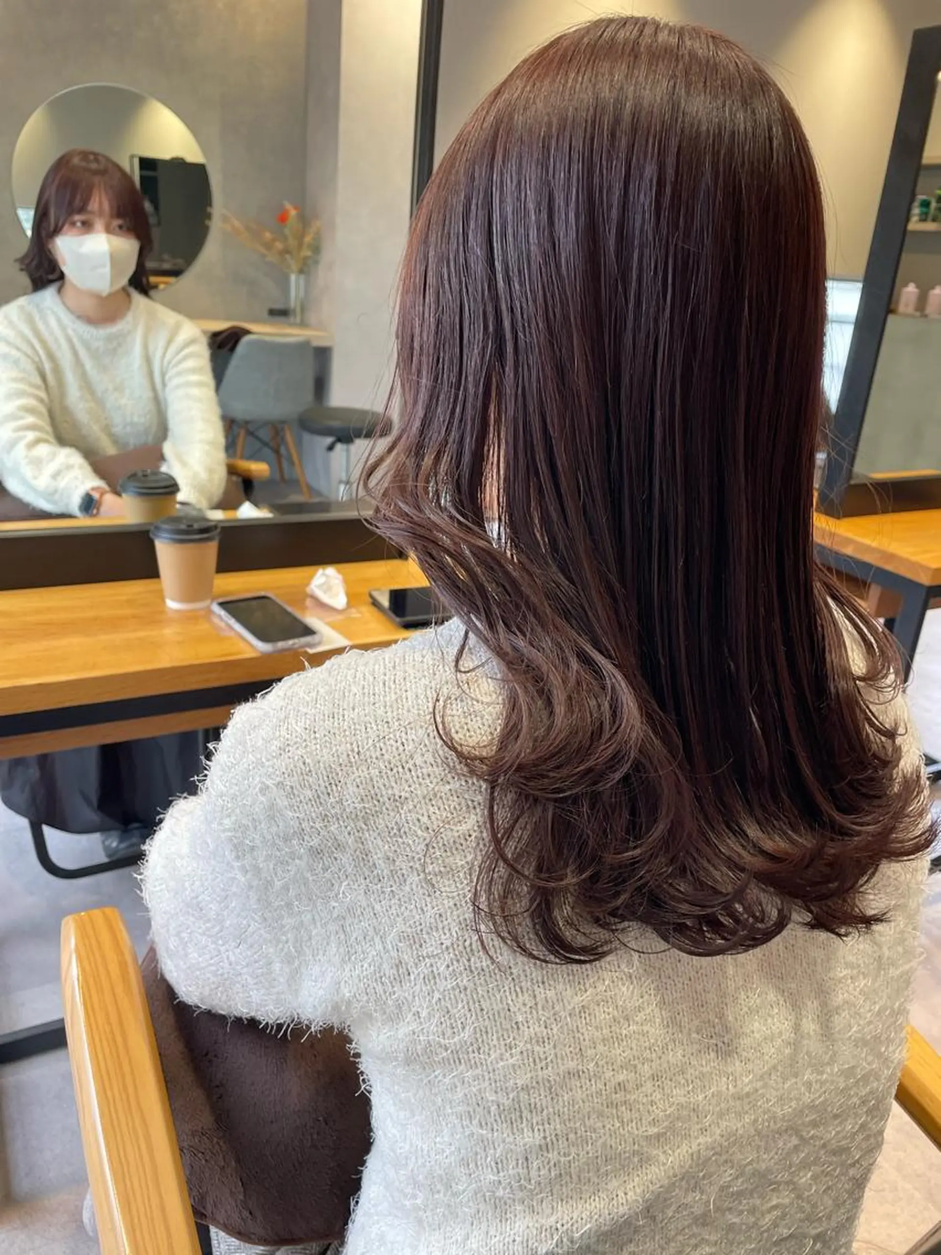 セミロング カラー ブラウンカラー ピンクカラー ピンクブラウン 韓国風/オシャレ /縮毛矯正/滝口琴未のヘアスタイル