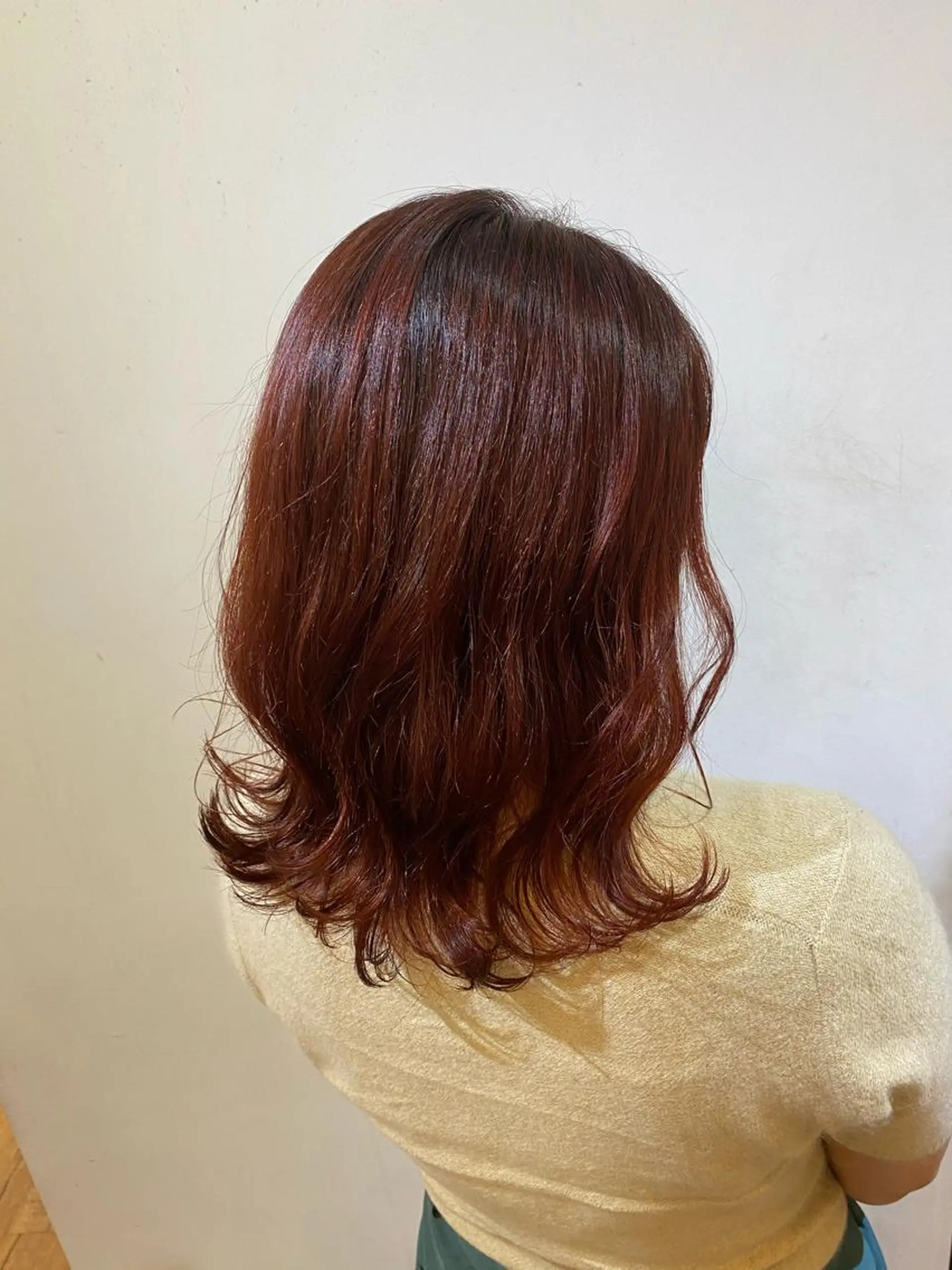 ミディアム カラー パーマ ヘアアレンジ レッドカラー カット ヘアカラー トリートメント 顔周りcut・ご相談 ＝新宿しずく🇰🇷のヘアスタイル