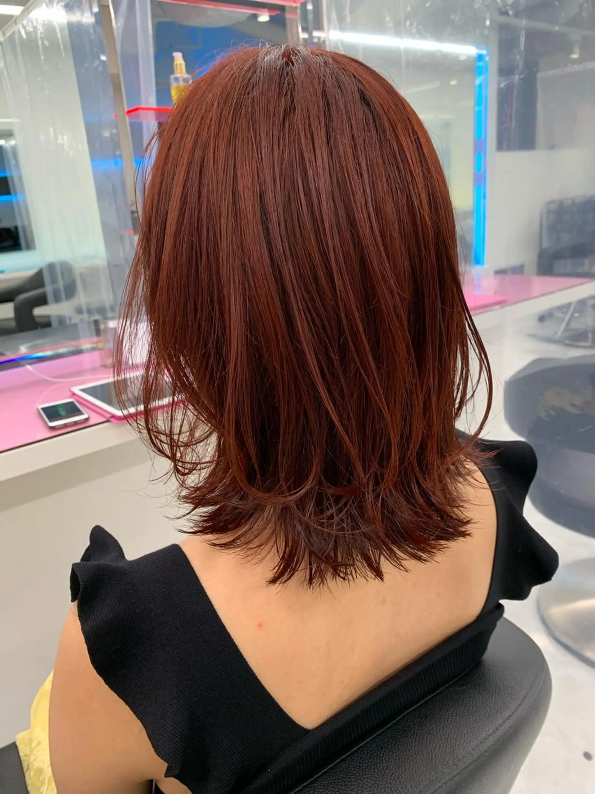 ミディアム カラー ブラウンカラー オレンジ オレンジブラウン 大人かわいい💍🤍 ボブ/ショートボブのヘアスタイル