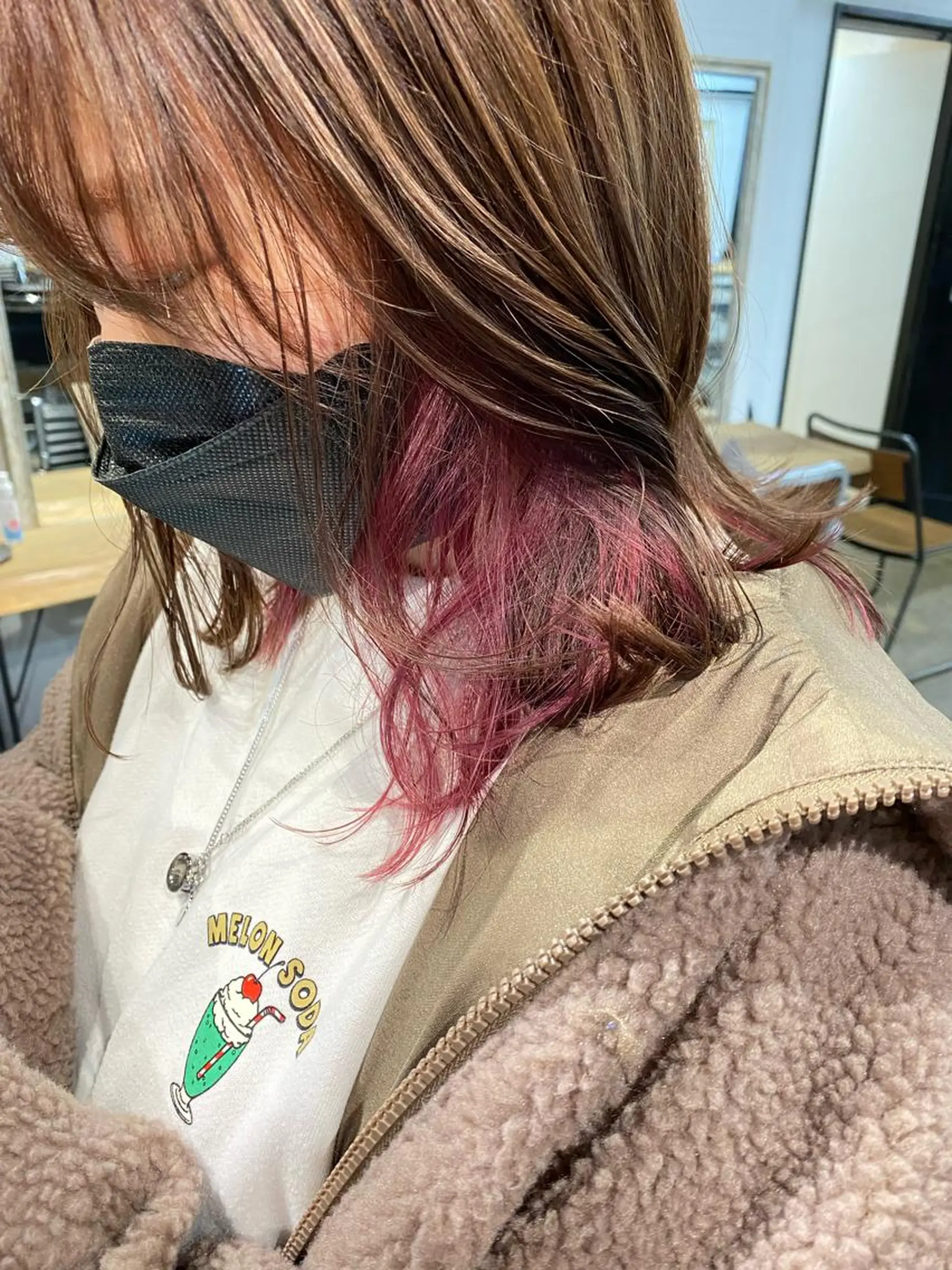 ミディアム カラー ピンクカラー レイヤー暖色カラー 池袋Yamamotoのヘアスタイル