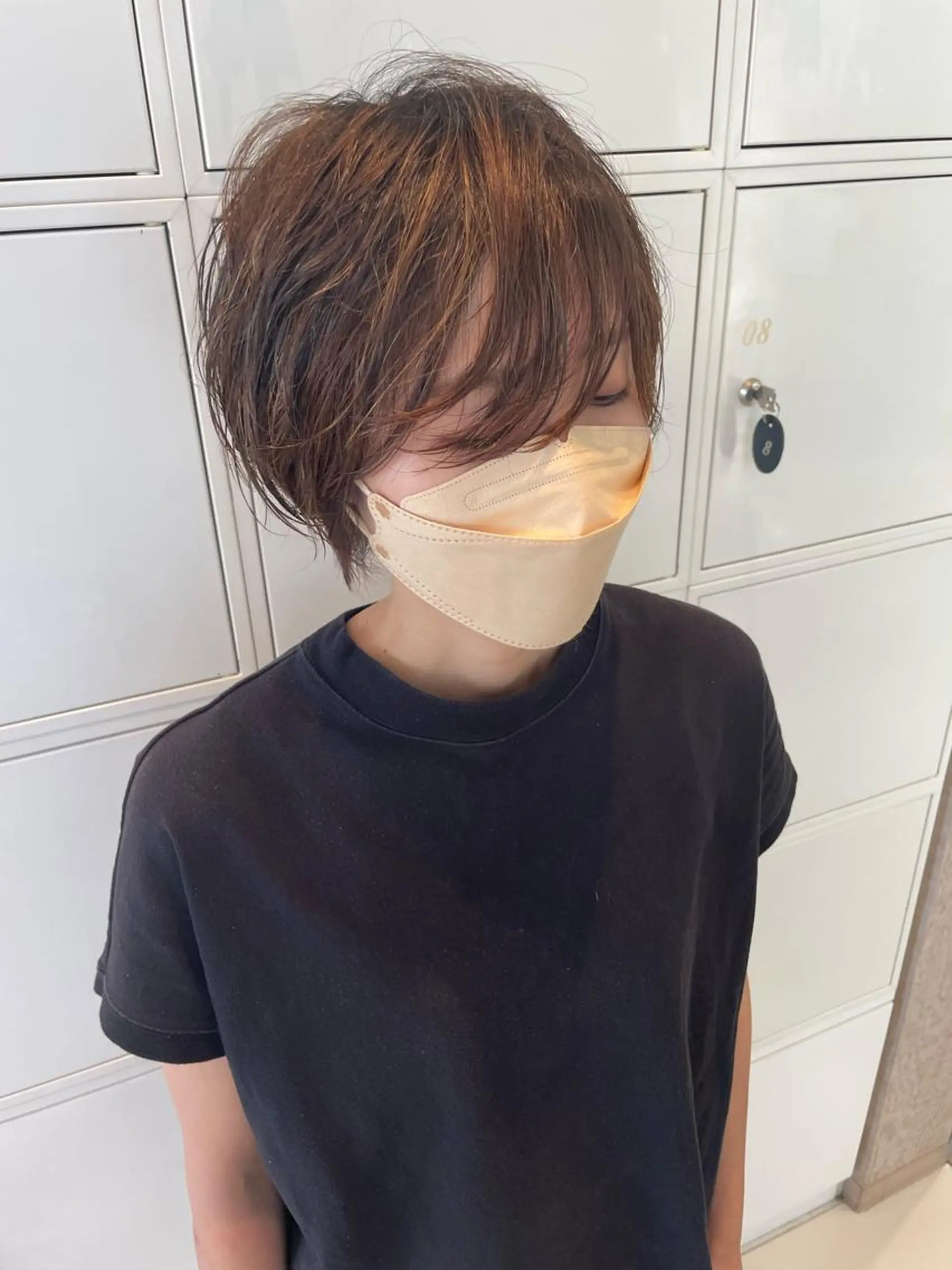 ショート カラー パーマ ミストバング  フェイスフレーミング ショートヘア 鶴岡で縮毛矯正なら お任せ！ハヤシナオミのヘアスタイル